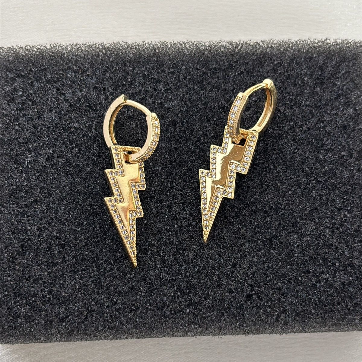 Other CZ Lightning Dangle Drop Earrings for Men Women Size ONE SIZE - 2 Thumbnail