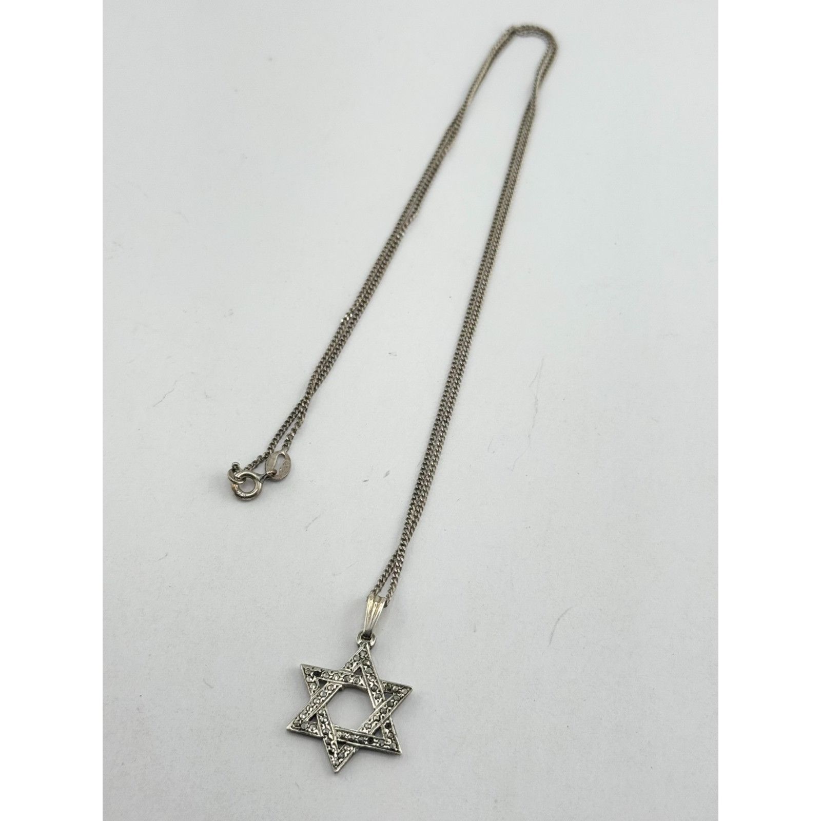 Vintage Vintage Sterling Silver 925 Marcasite Stone Jewish Star Char Size ONE SIZE - 4 Thumbnail
