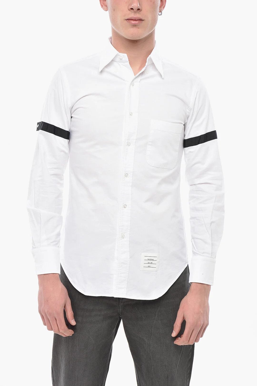 Thom Browne og1mm0426 Solid-Colored Button-Down Shirt in White Size US M / EU 48-50 / 2 - 1 Thumbnail