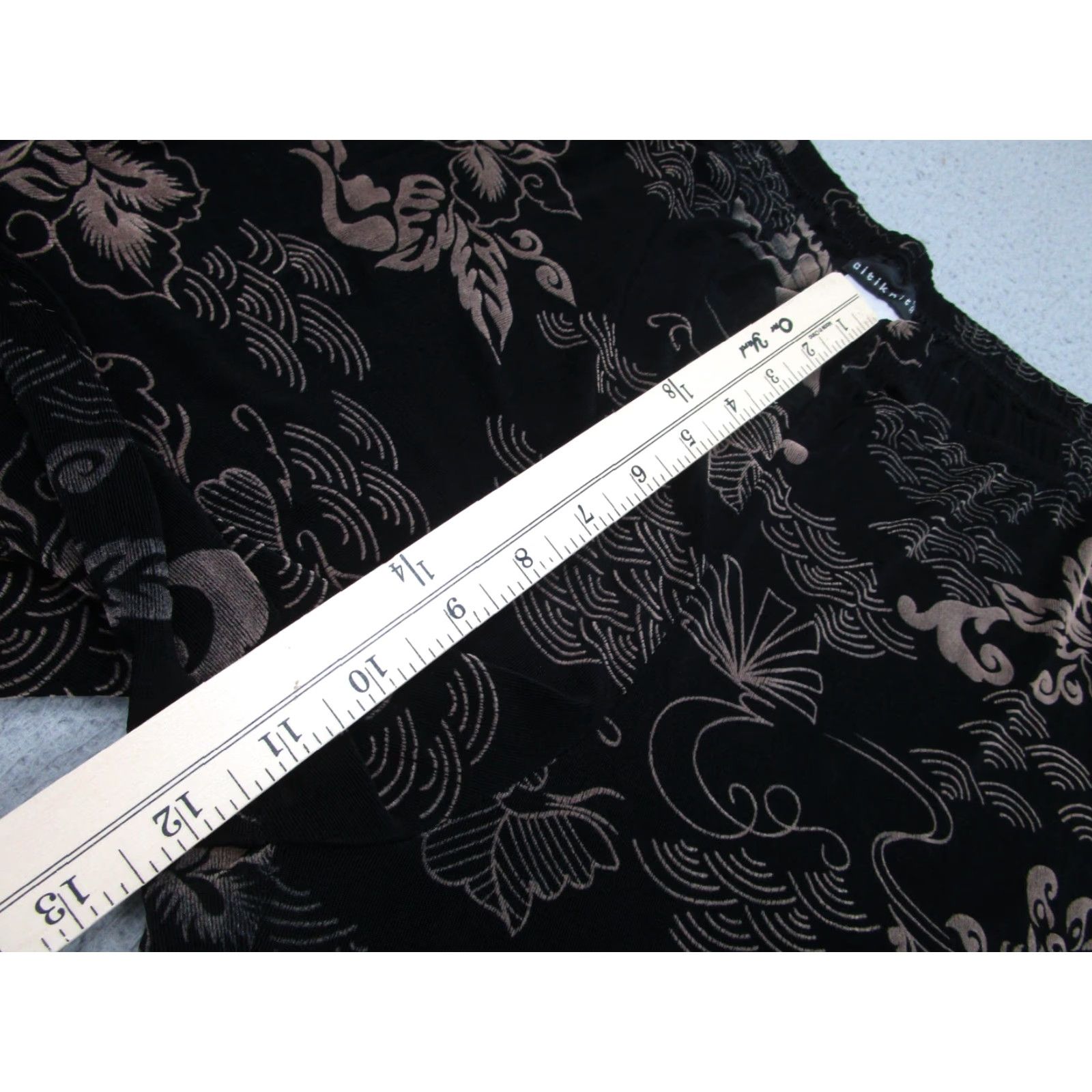 Velvet VINTAGE Slinky Pants Womens L Black Beige Whims Goth Velvet Floral y2k Boho Wide Size 36" / US 14 / IT 50 - 7 Thumbnail