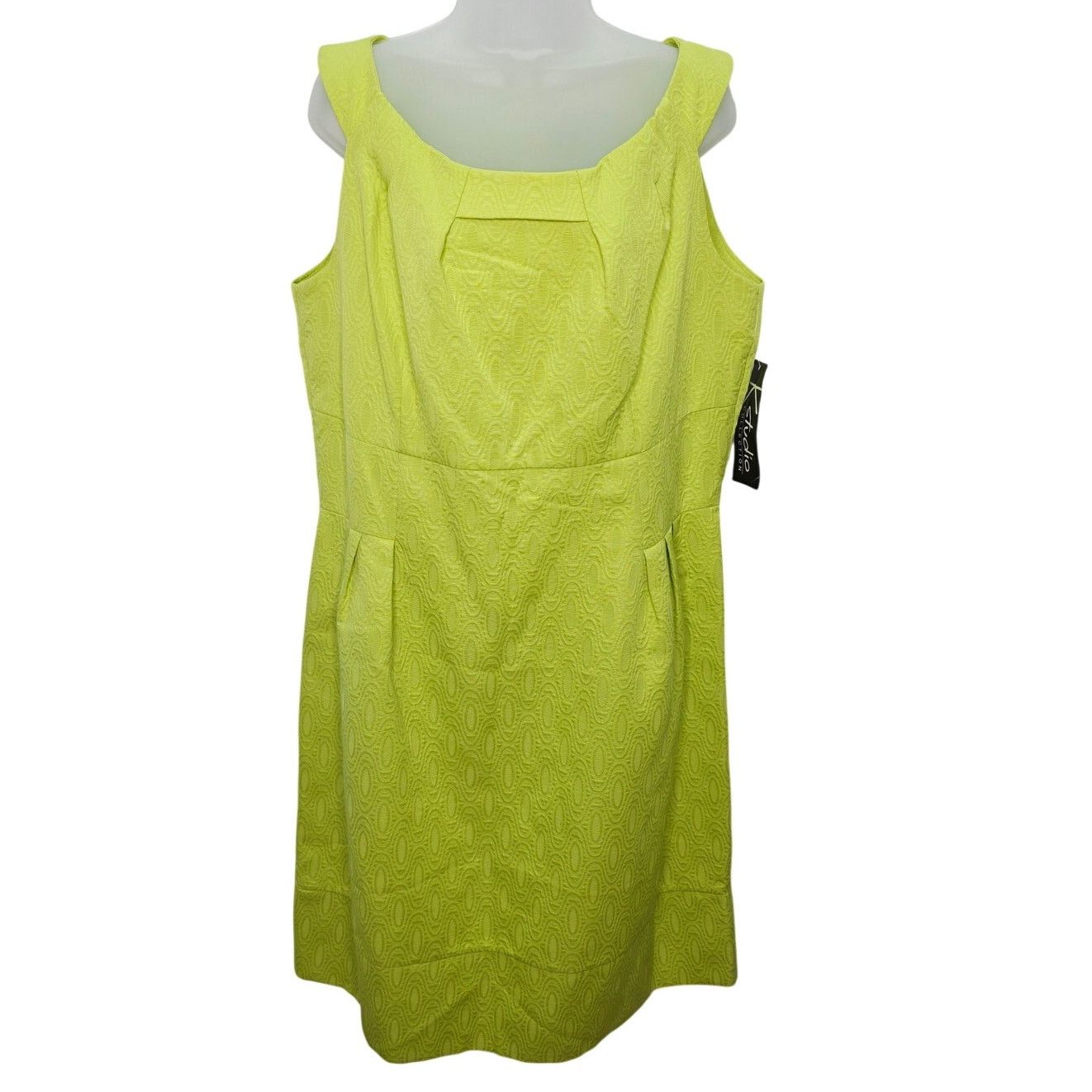 Other K Studio Lime Green Retro Jacquard Pleated Shift Dress Size XXL / US 16-18 / IT 52-54 - 1 Thumbnail