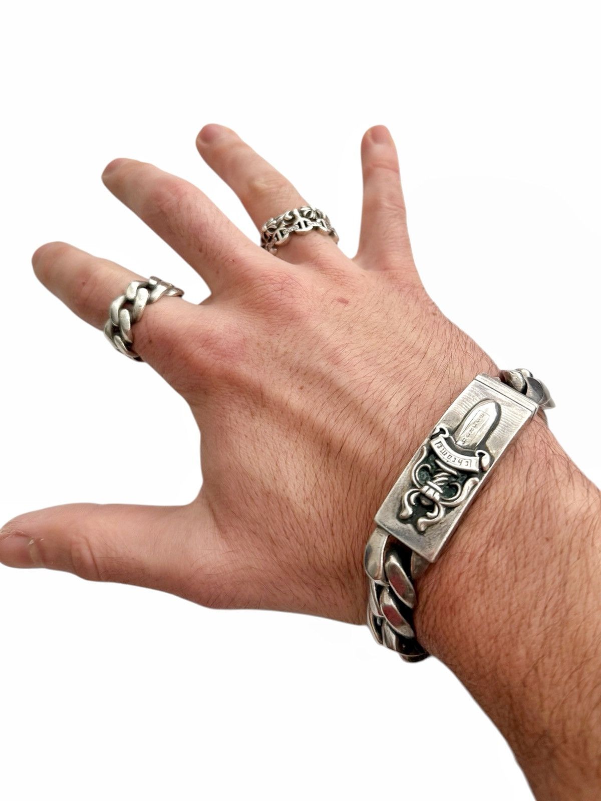 Chrome Hearts RARE Large Dagger ID Bracelet Sterling Silver Cuban Size ONE SIZE - 2 Thumbnail