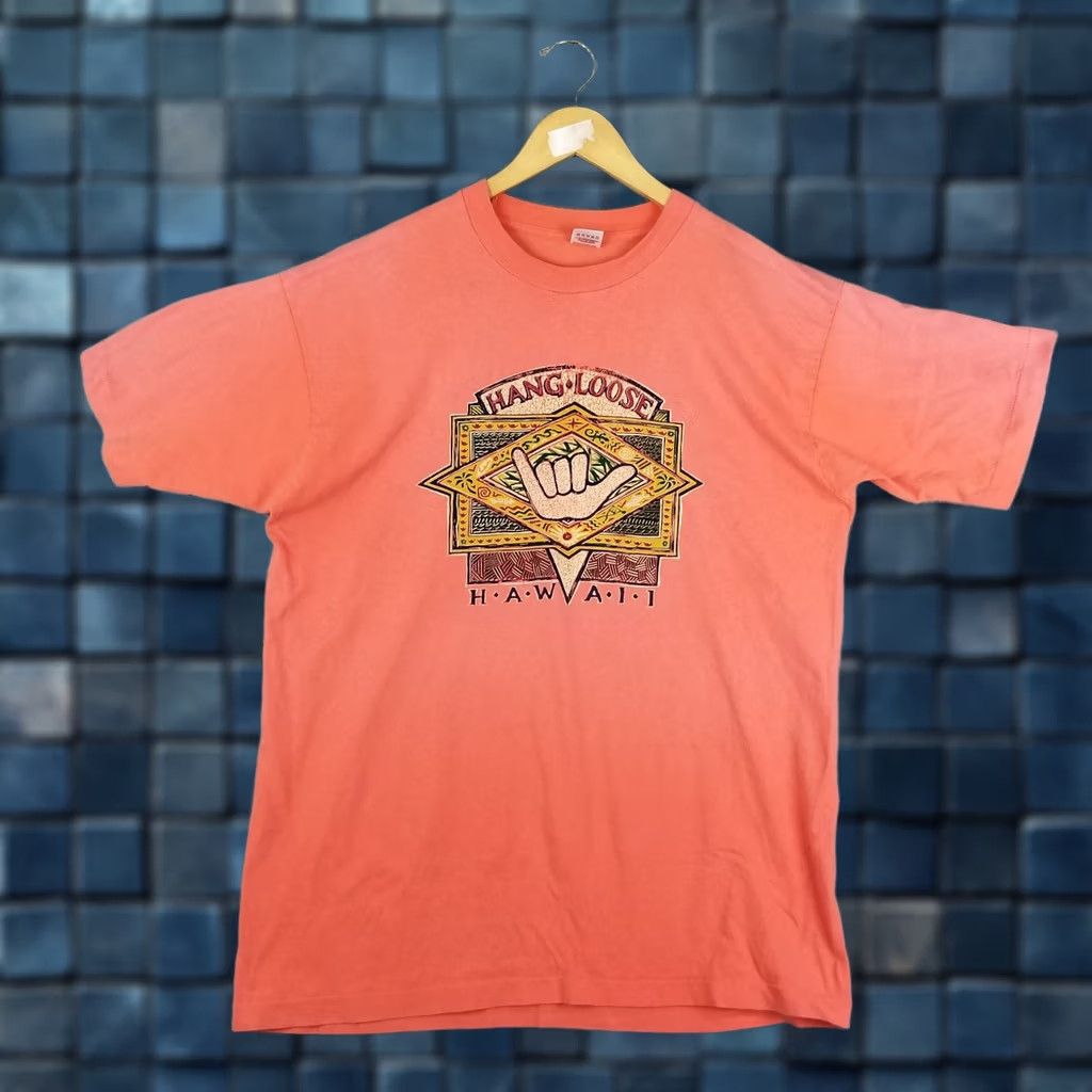 Pinko Hang Loose Hawaii T-Shirt Adult XL Pink 80s 90s Lizard Aloha Vintage Shirt Mens Short Sleeve Crew Neck Single Stitch Size US XL / EU 56 / 4 - 1 Thumbnail
