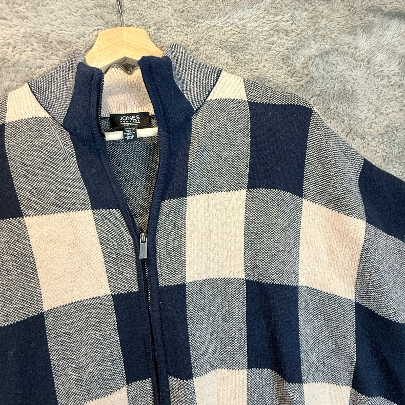 Jones New York Jones 0X 1X XL Sweater Poncho Cape Gingham Buffalo Plaid Size XL / US 12-14 / IT 48-50 - 3 Thumbnail