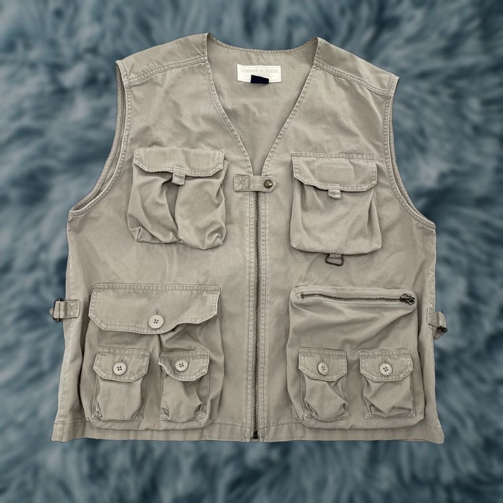 Tommy Hilfiger VINTAGE Tommy Hilfiger Utility Vest Adult Large Men Outdoors Hiking Hunting Fishing Beanie 90s Canvas Zipper Size US L / EU 52-54 / 3 - 1 Thumbnail