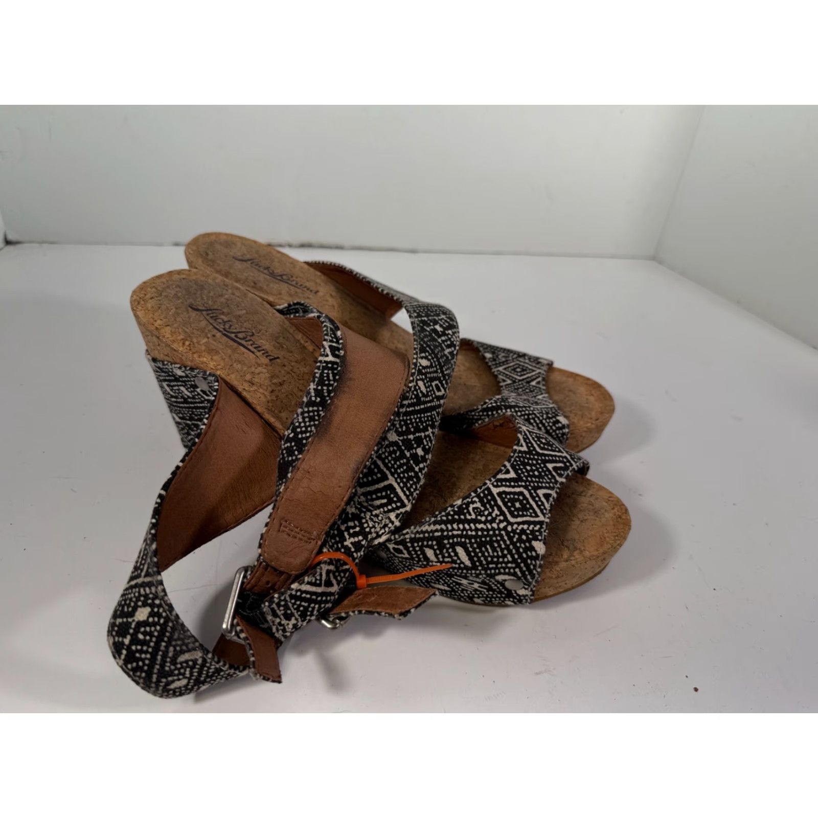 Lucky Brand Lucky Brand Moran Wedge Sandals Womens 8.5M Brown Black Crossover Ankle Strap Vintage: No Mens Womens Boy? Size US 7 / IT 37 - 4 Thumbnail