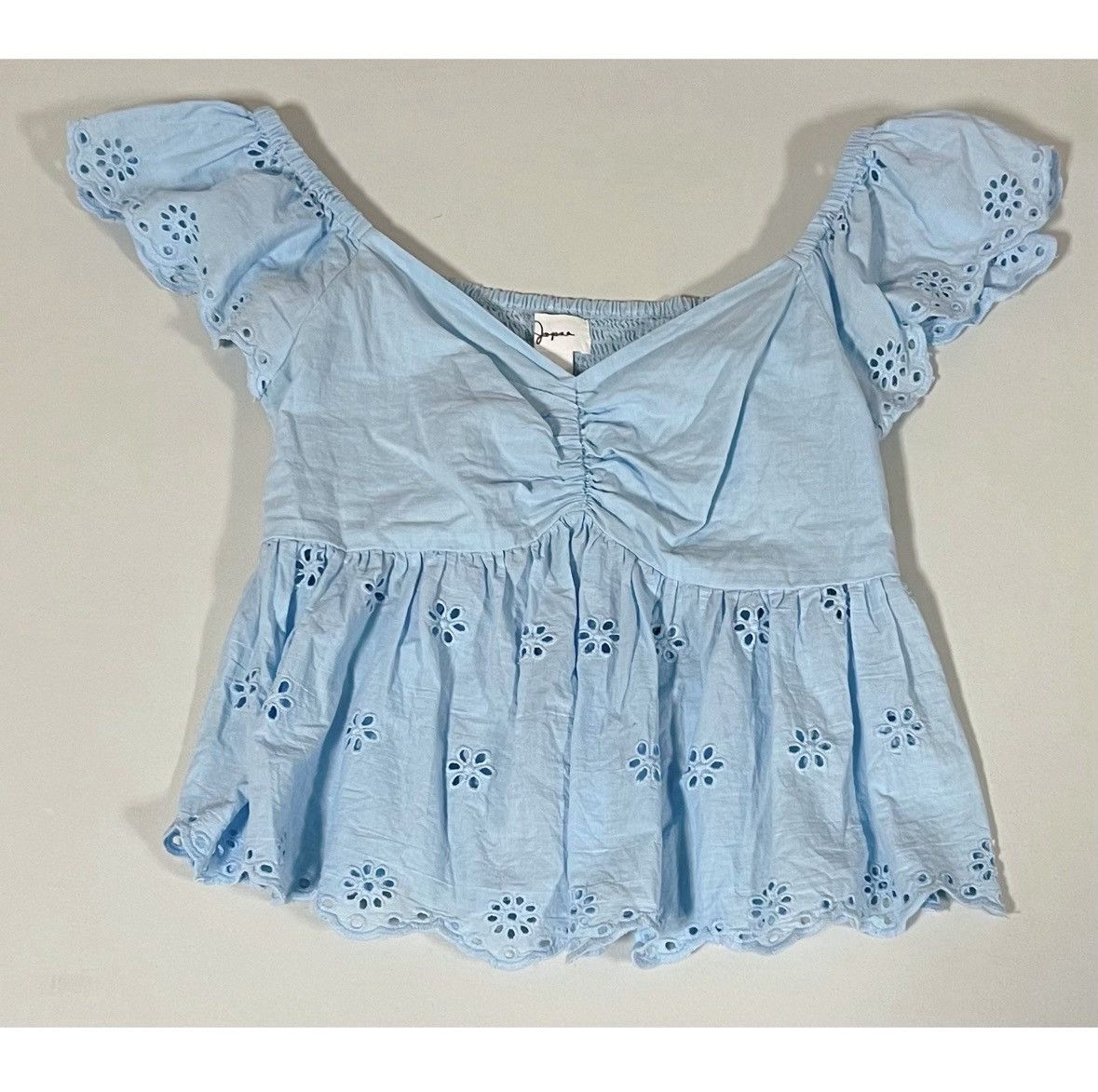 Japan Blue Japna Blue Eyelet Floral Babydoll Shirt Top Blouse Size S 🩵 Size S / US 4 / IT 40 - 2 Thumbnail