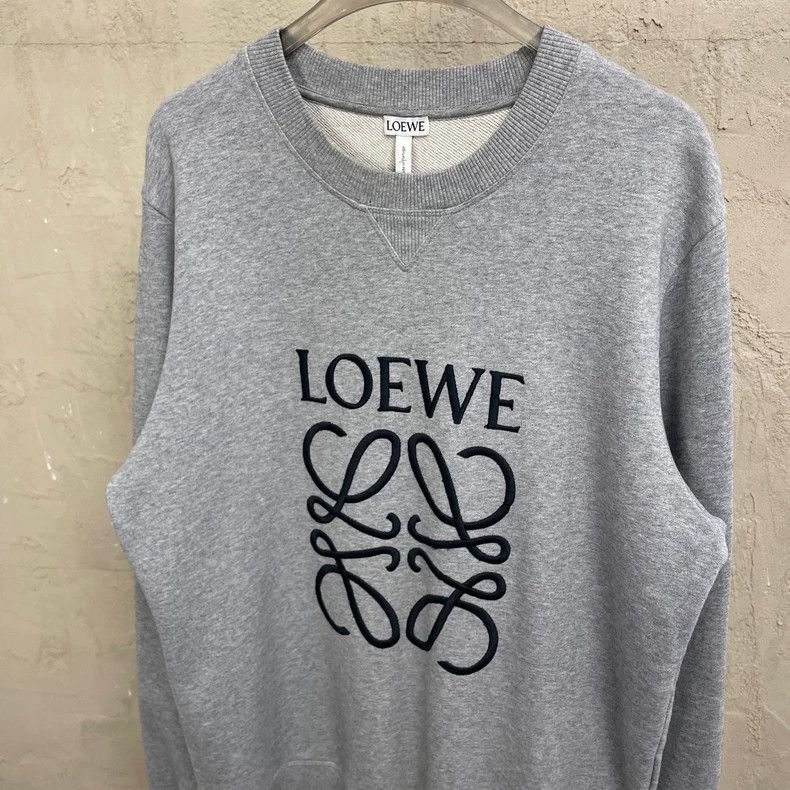 Loewe LOEWE Gray classic embroidered logo round neck hoodie Size M / US 6-8 / IT 42-44 - 3 Thumbnail