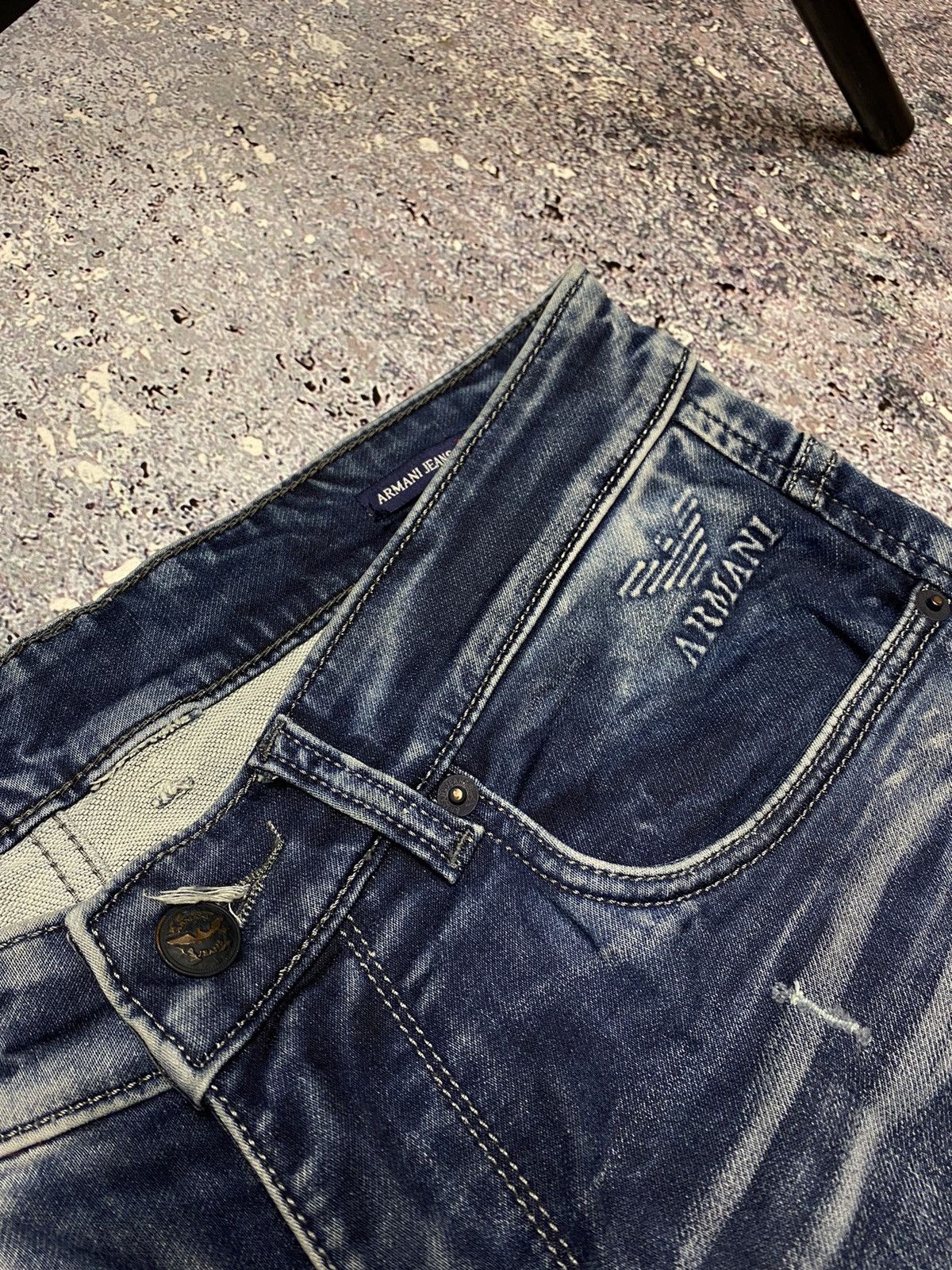 Armani × Vintage 💥VINTAGE ARMANI DISTRESSED WASHED Y2K JEANS Size US 34 / EU 50 - 16 Thumbnail