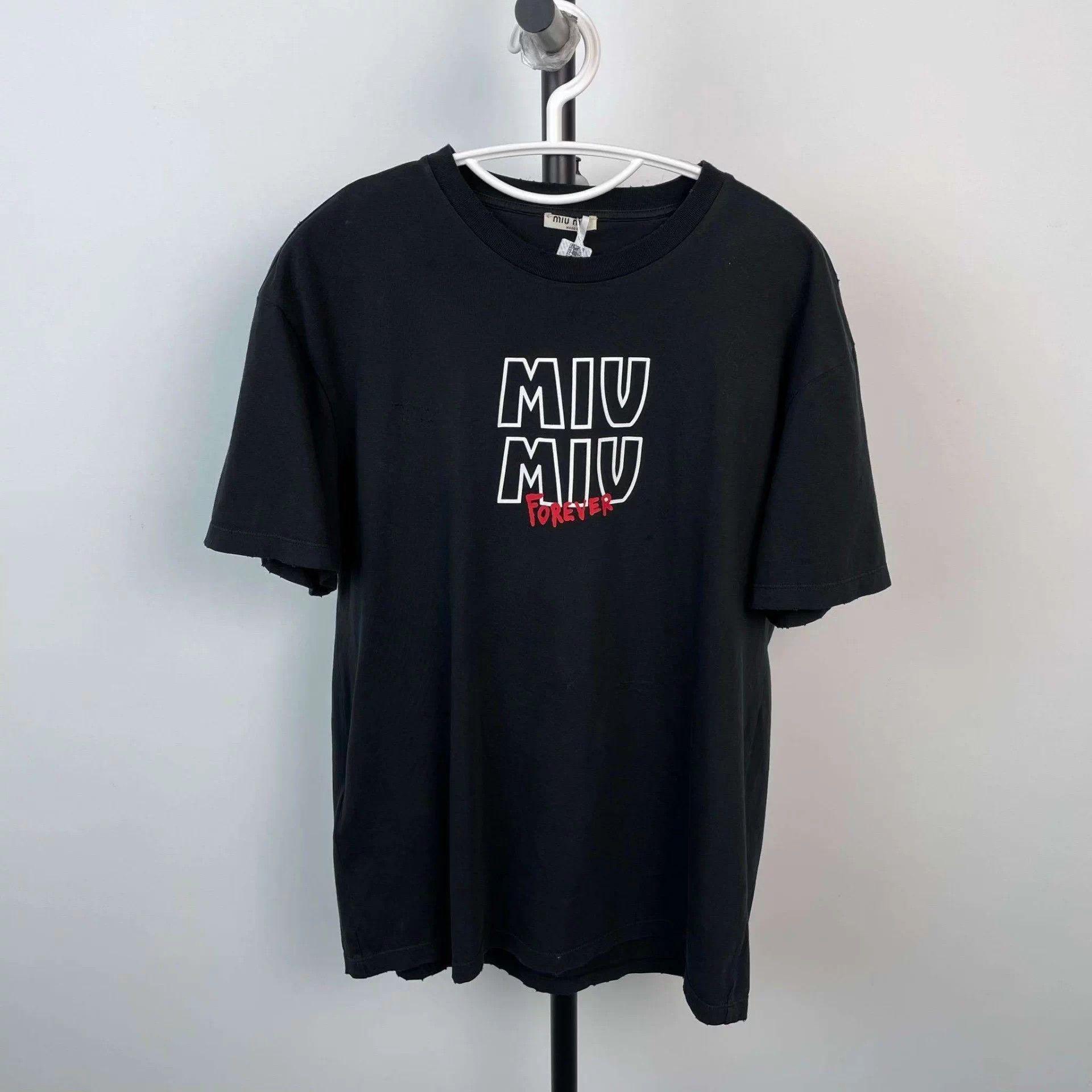 Miu Miu Miu Miu Logo Short-Sleeve S Black Size S / US 4 / IT 40 - 1 Thumbnail