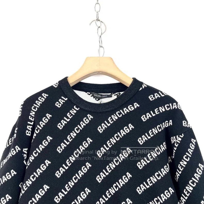 Balenciaga Balenciaga Black LOGO All-Over Printed Knitwear Size US S / EU 44-46 / 1 - 3 Thumbnail