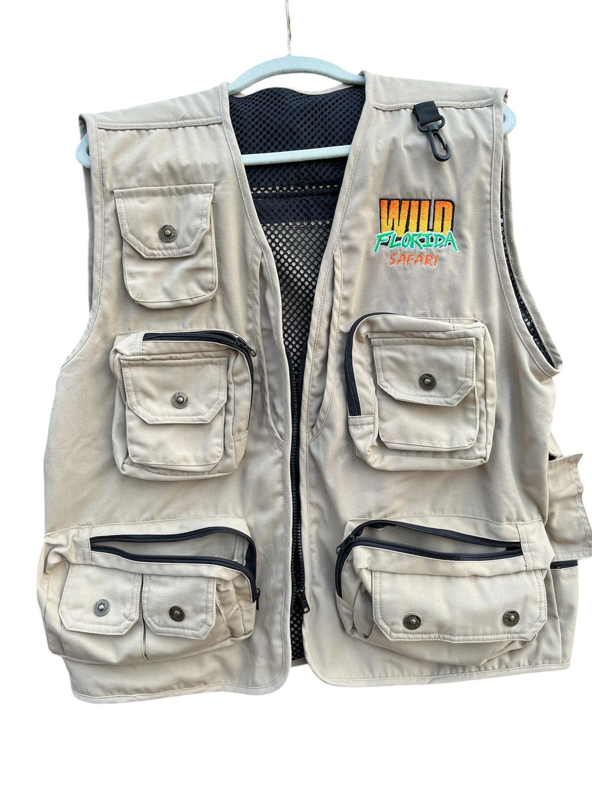 Vintage 90s Tan Wild Florida Safari Fishing Employees Vest