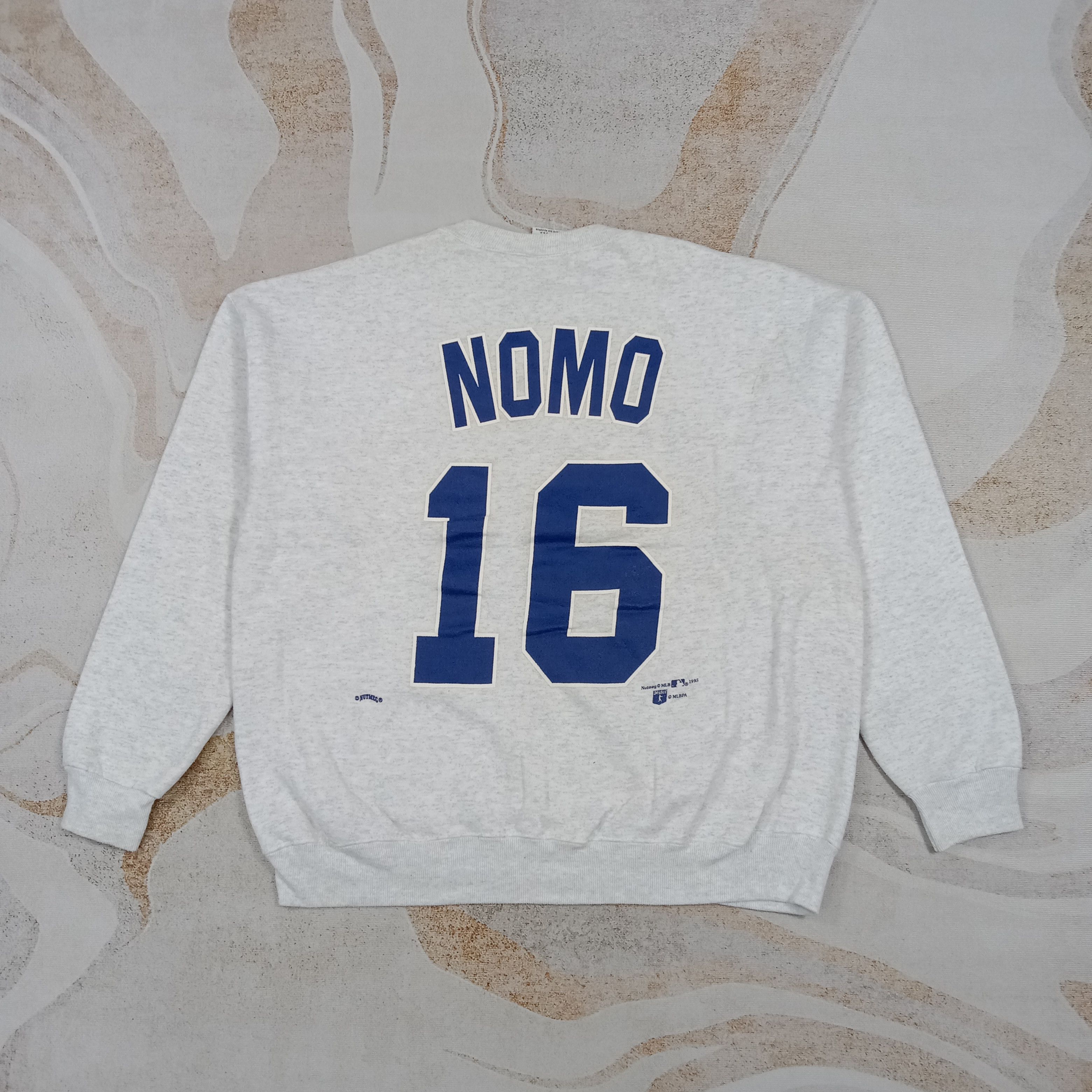 MLB Vintage 90's Nutmeg Dodgers Nomo Baseball Sweatshirt C282N14 Size US XL / EU 56 / 4 - 6 Thumbnail