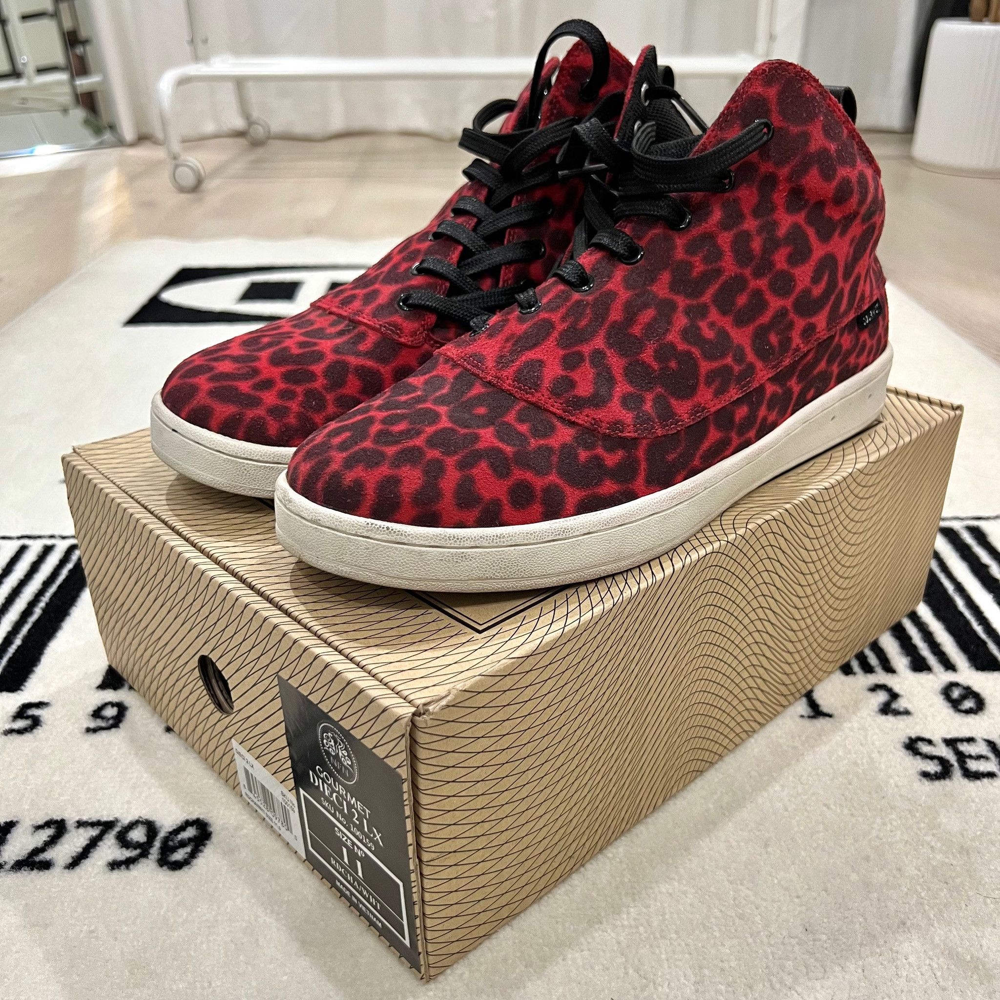 Gourmet Gourmet NFN Red Leopard Print Leather High Top Shoes Grailed