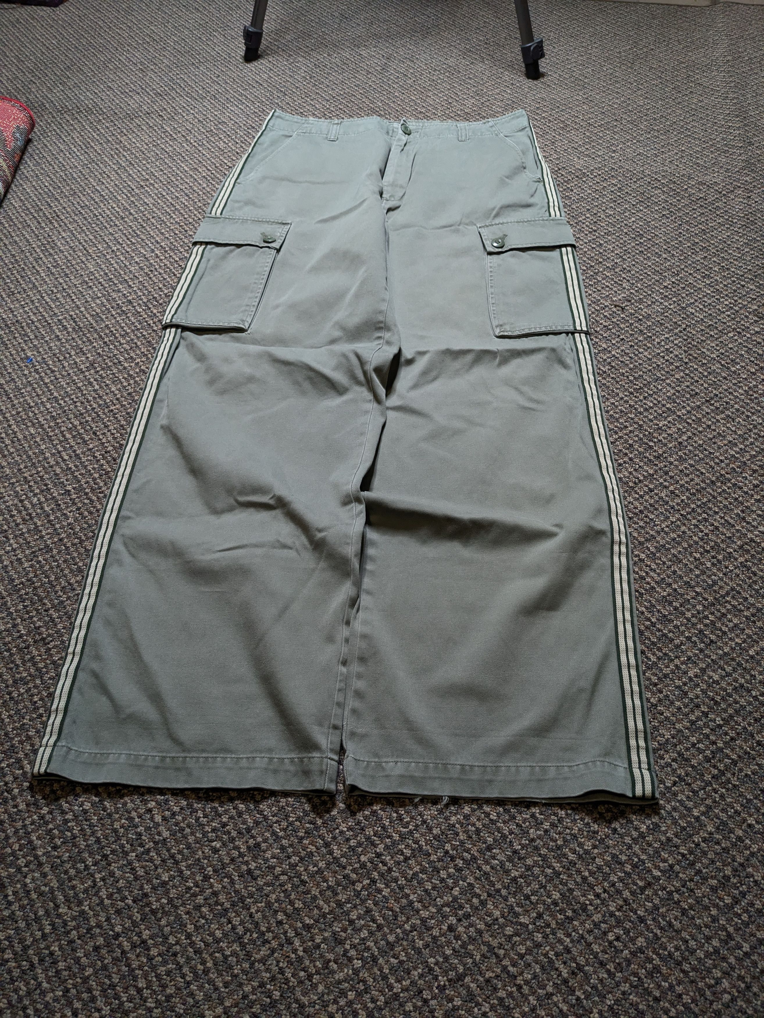 Pre-owned Jnco Vtg Airwalk Side Stripe Baggy Green Army Twill Cargo Pants