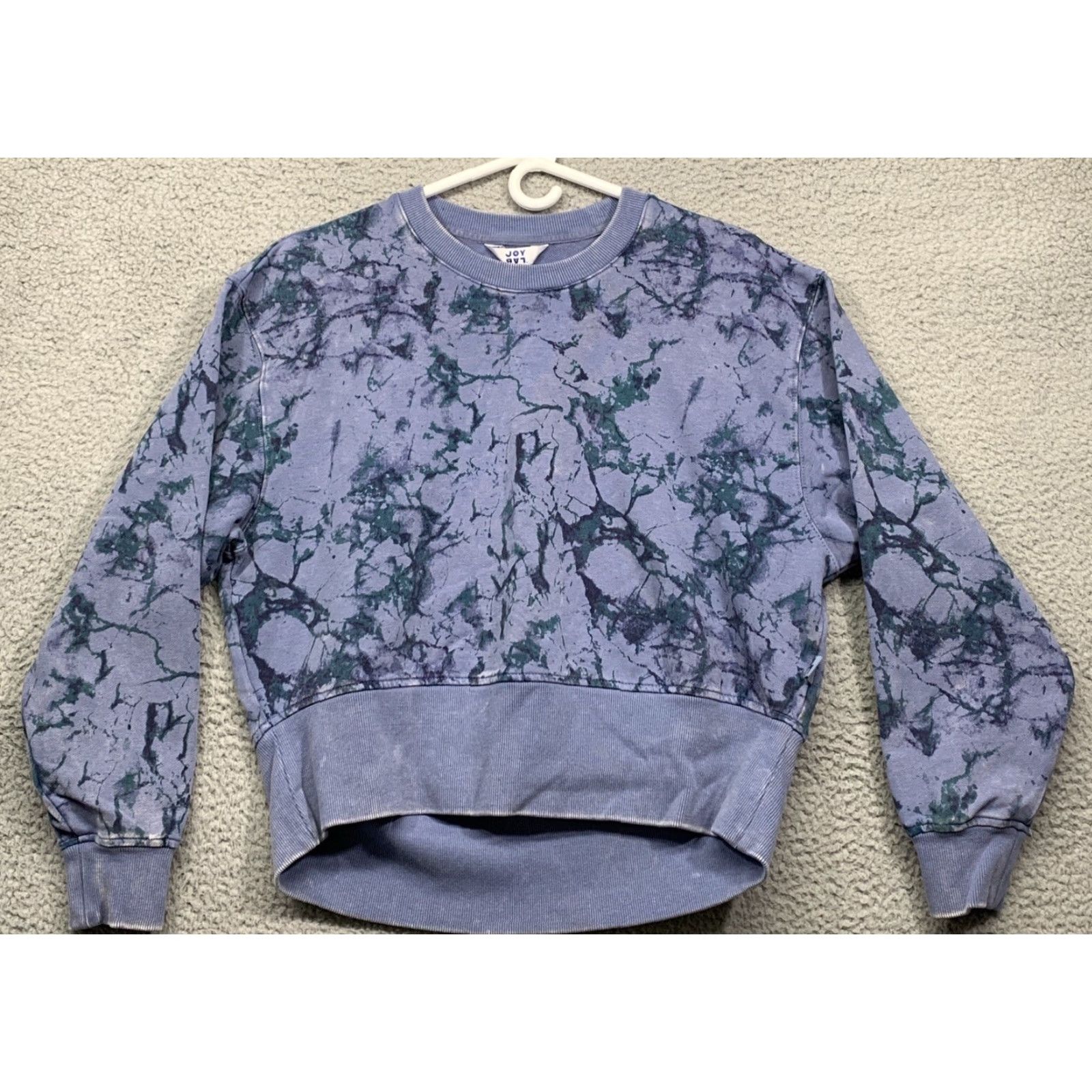 Vintage Joy Lab Women's Cropped Sweatshirt XS Marble Blue Long Sleeve NEW Infinity Marble Blue Oversized Relaxed Fit Sweatshirt Size XS / US 0-2 / IT 36-38 - 2 Thumbnail