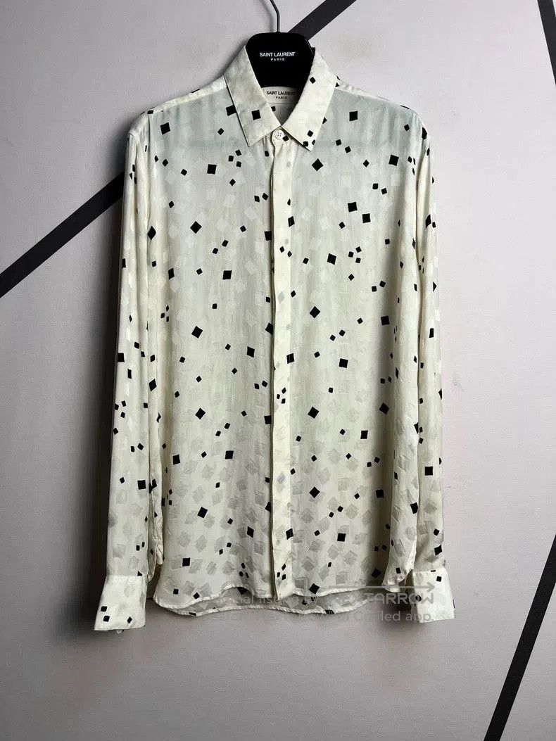 Saint Laurent Silk Square Print Shirt.