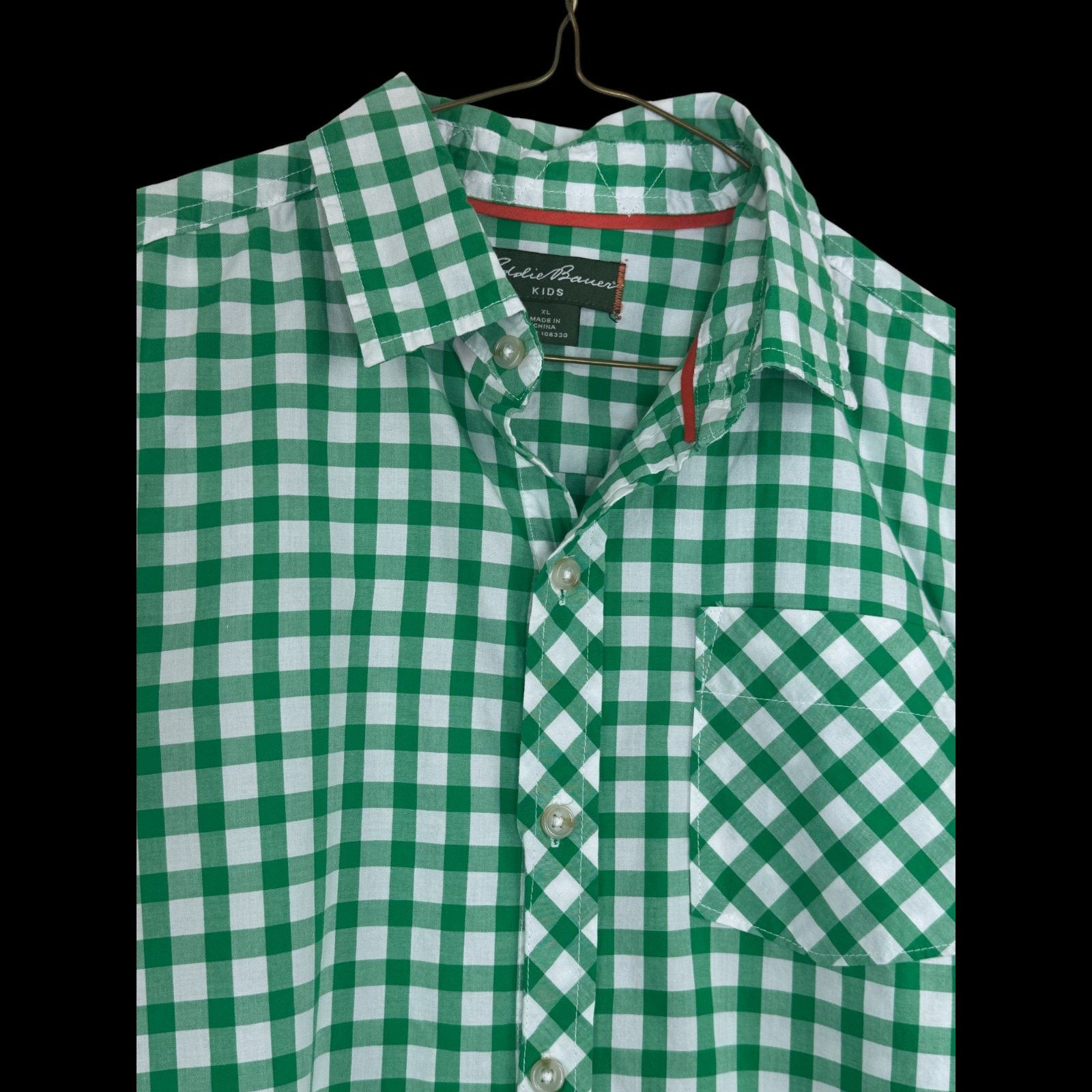 Eddie Bauer Eddie Bauer Kids XL Green White Gingham Long Sleeve Shirt Size US XL / EU 56 / 4 - 5 Thumbnail