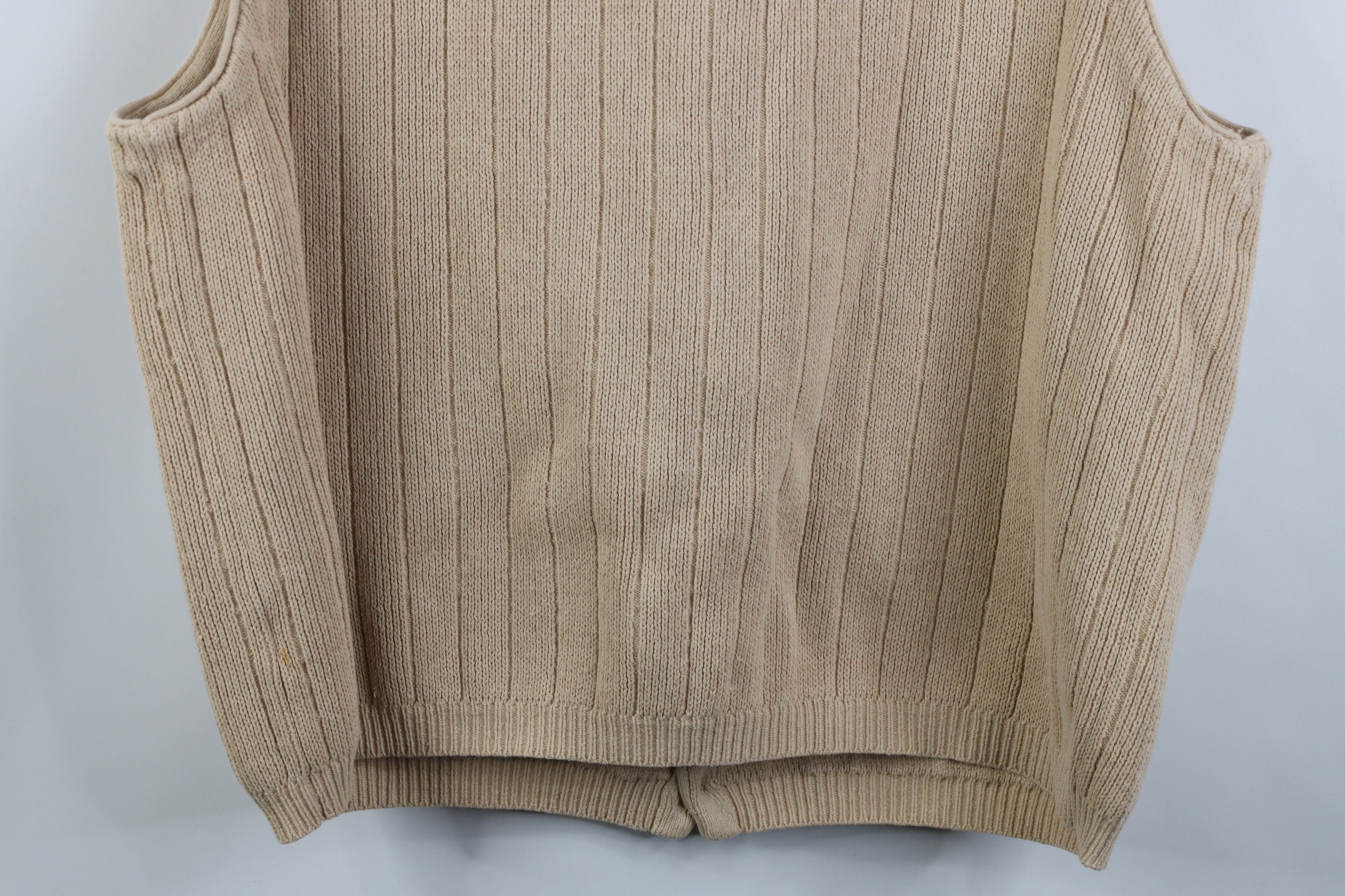 Eddie Bauer Vintage 90s Eddie Bauer Ribbed Knit Sweater Vest Beige Size US L / EU 52-54 / 3 - 10 Thumbnail