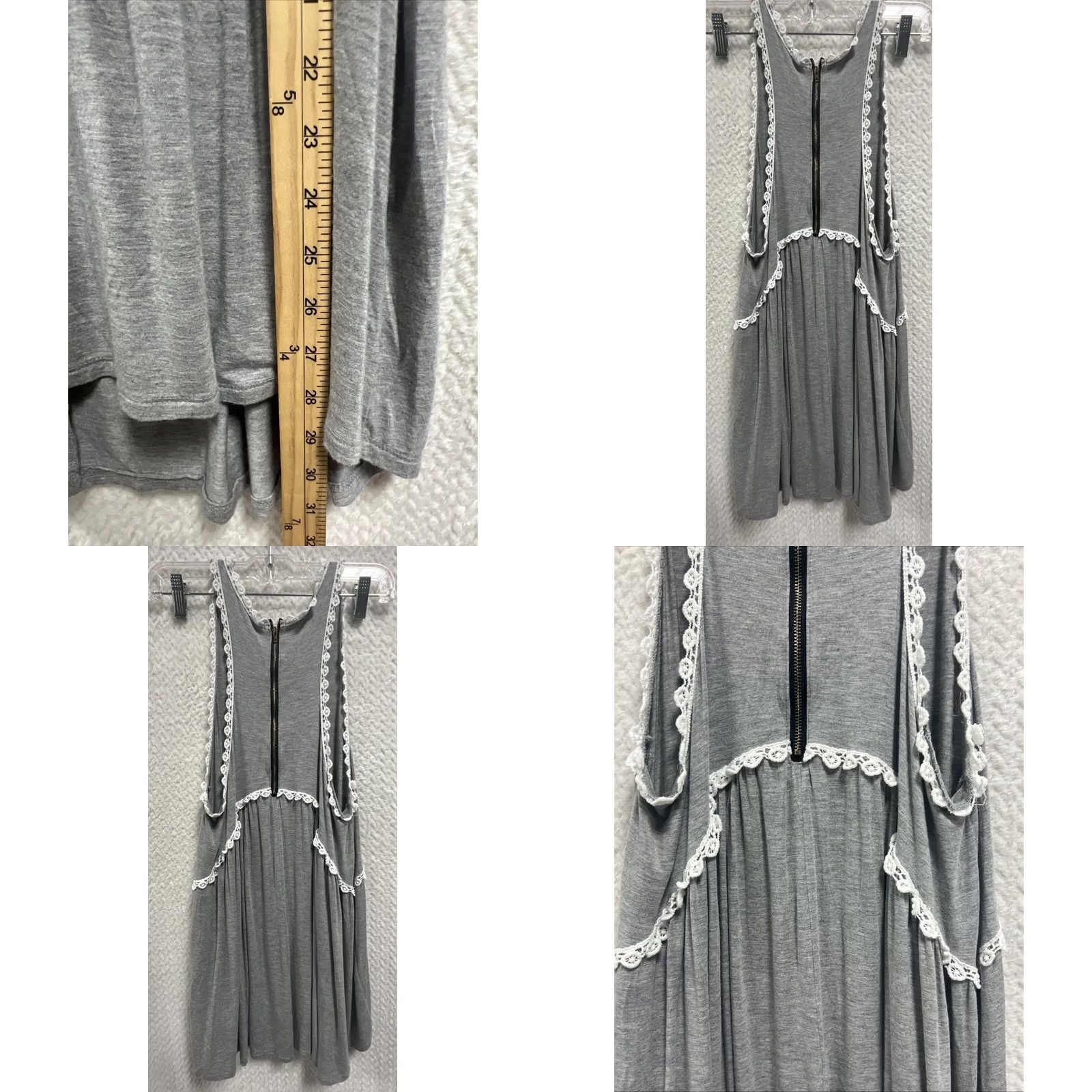 Vintage POL Tunic Tank Womens S Gray Hi-Low Crochet Lace Sleeveless Boho Cotton Lightweight Summer Shirt Size S / US 4 / IT 40 - 9 Thumbnail