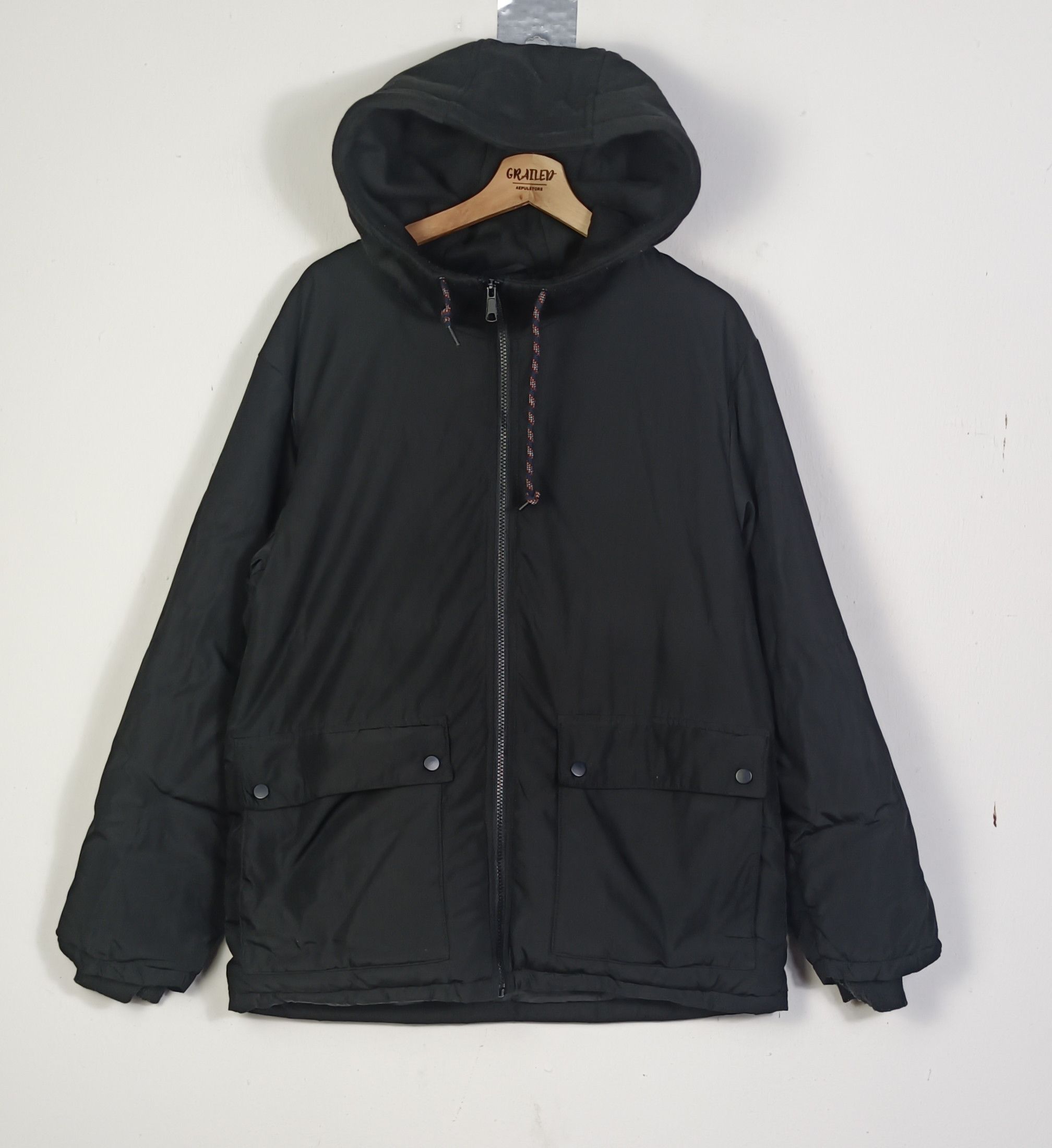 J.W Anderson X Uniqlo black popular tan windproof reversible hooded parka jacket