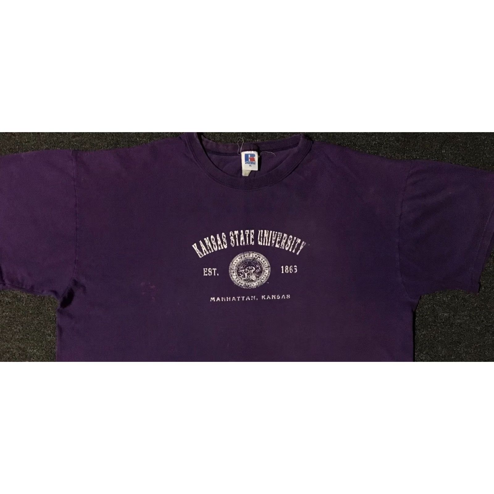 Russell Athletic Vtg 90s Russell Kansas State Faded Distress Shirt XL School Track Grunge PE Punk Size US XL / EU 56 / 4 - 5 Thumbnail