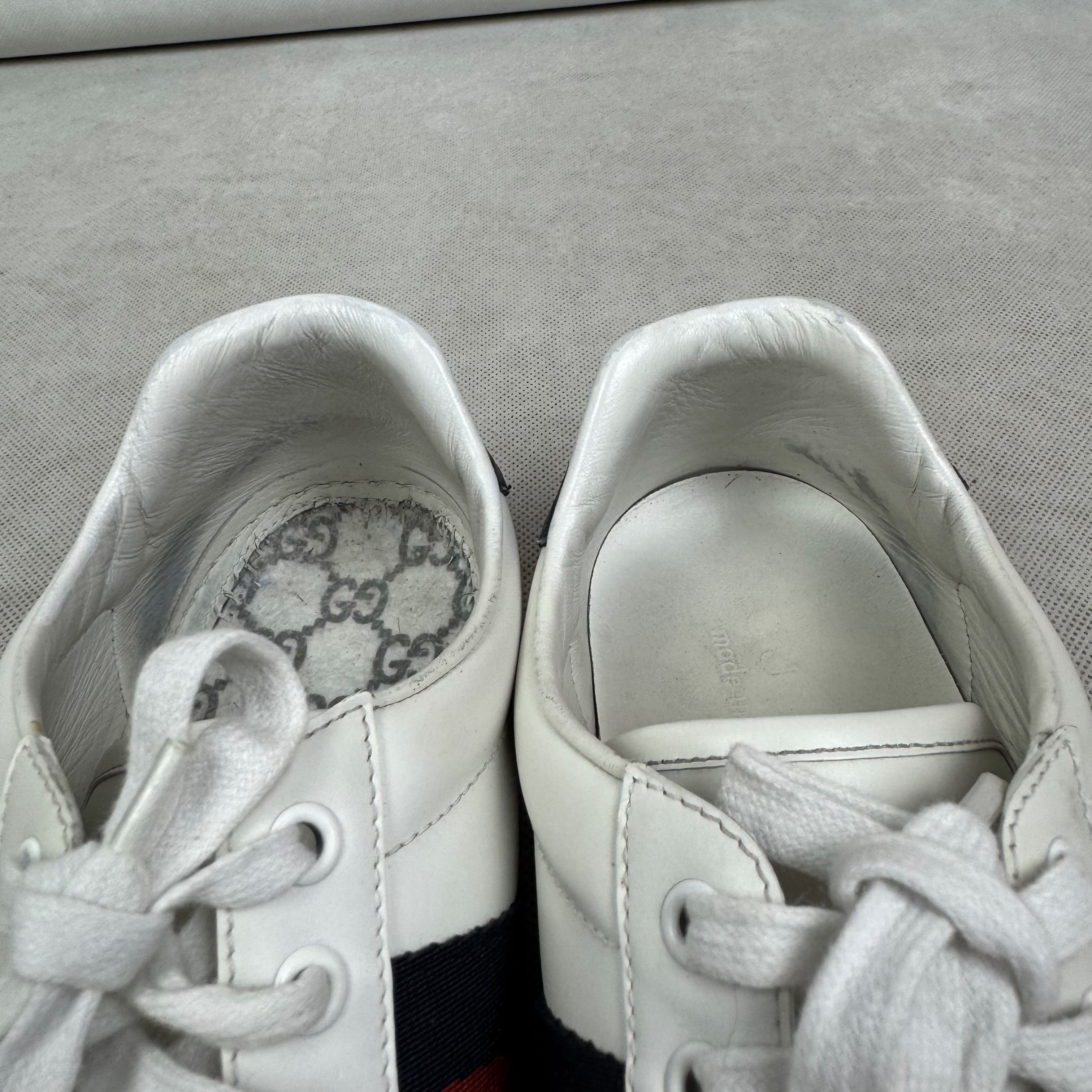 Gucci Gucci Ace Men's White Leather Round Toe Casual Lace Up Shoes Size US 6 / EU 39 - 9 Thumbnail