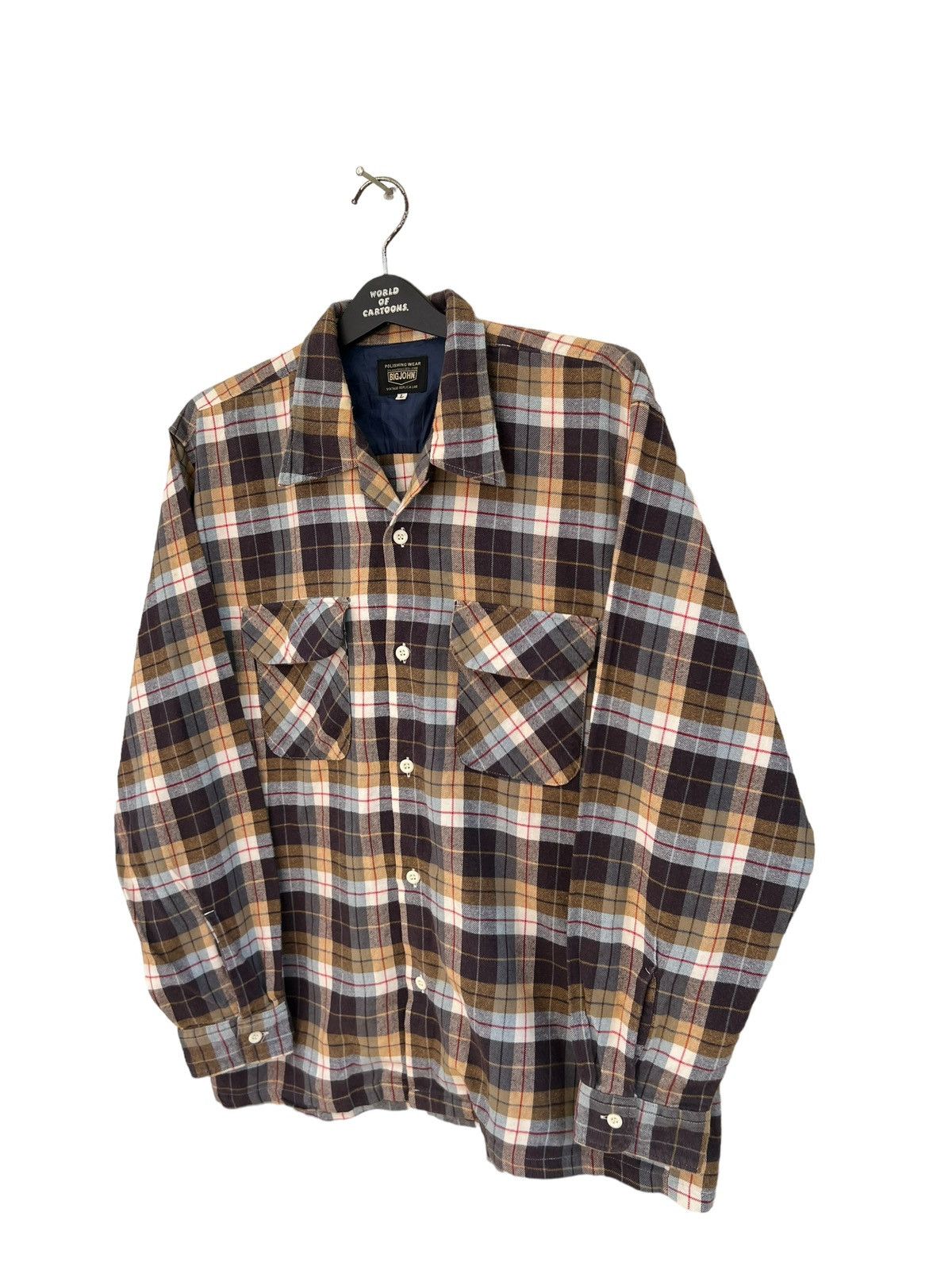 Big John Vintage 90s Big John Japan Double Flap Pocket Plaid Flannel Size US L / EU 52-54 / 3 - 10 Thumbnail