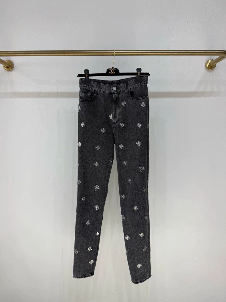 Chanel Chanel 21K Sequin CC Logo Jeans Size US 36 / EU 52 - 1 Thumbnail