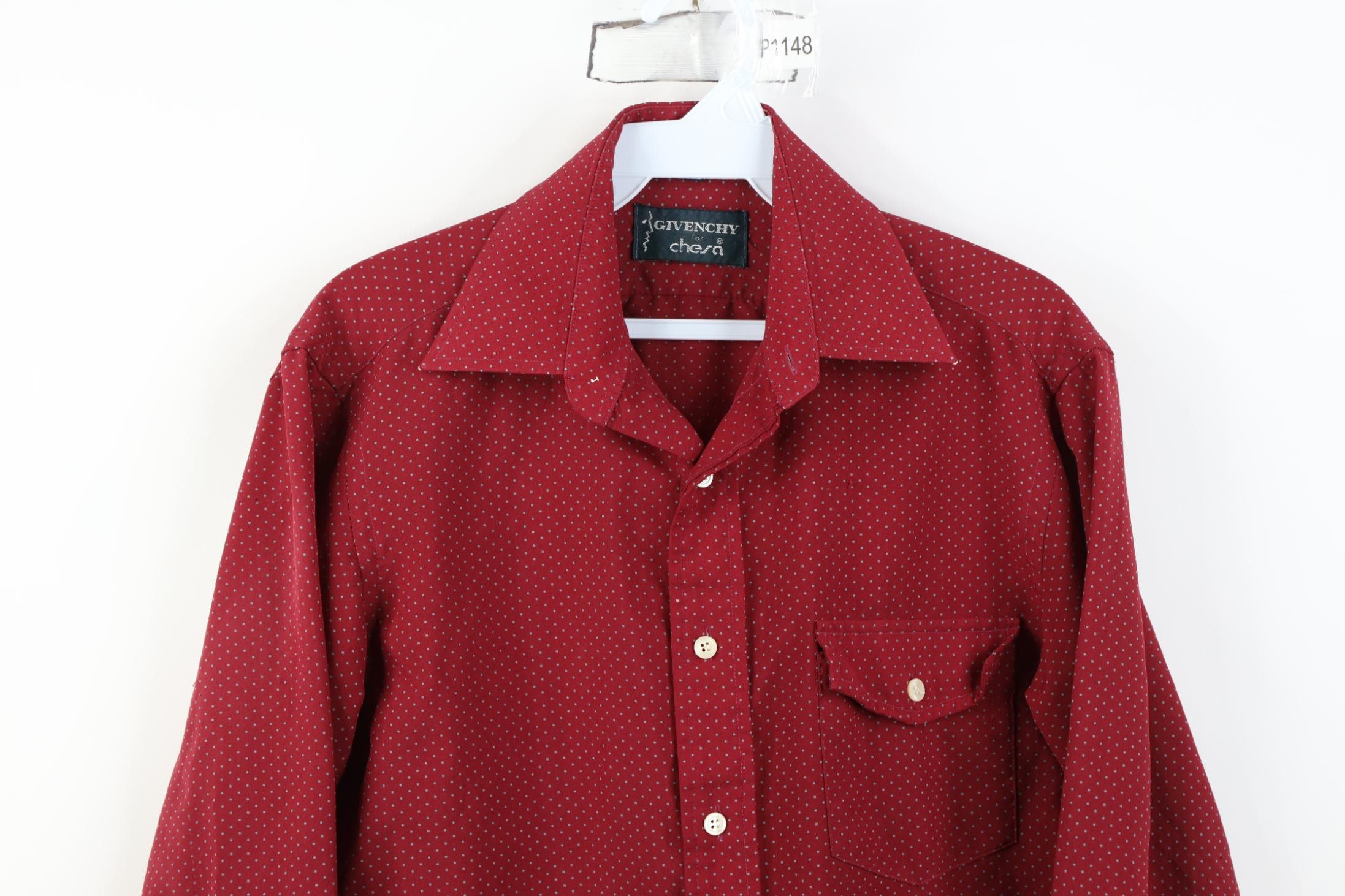 Givenchy Vintage 70s Givenchy Polka Dot Collared Button Shirt Red Size US S / EU 44-46 / 1 - 2 Thumbnail