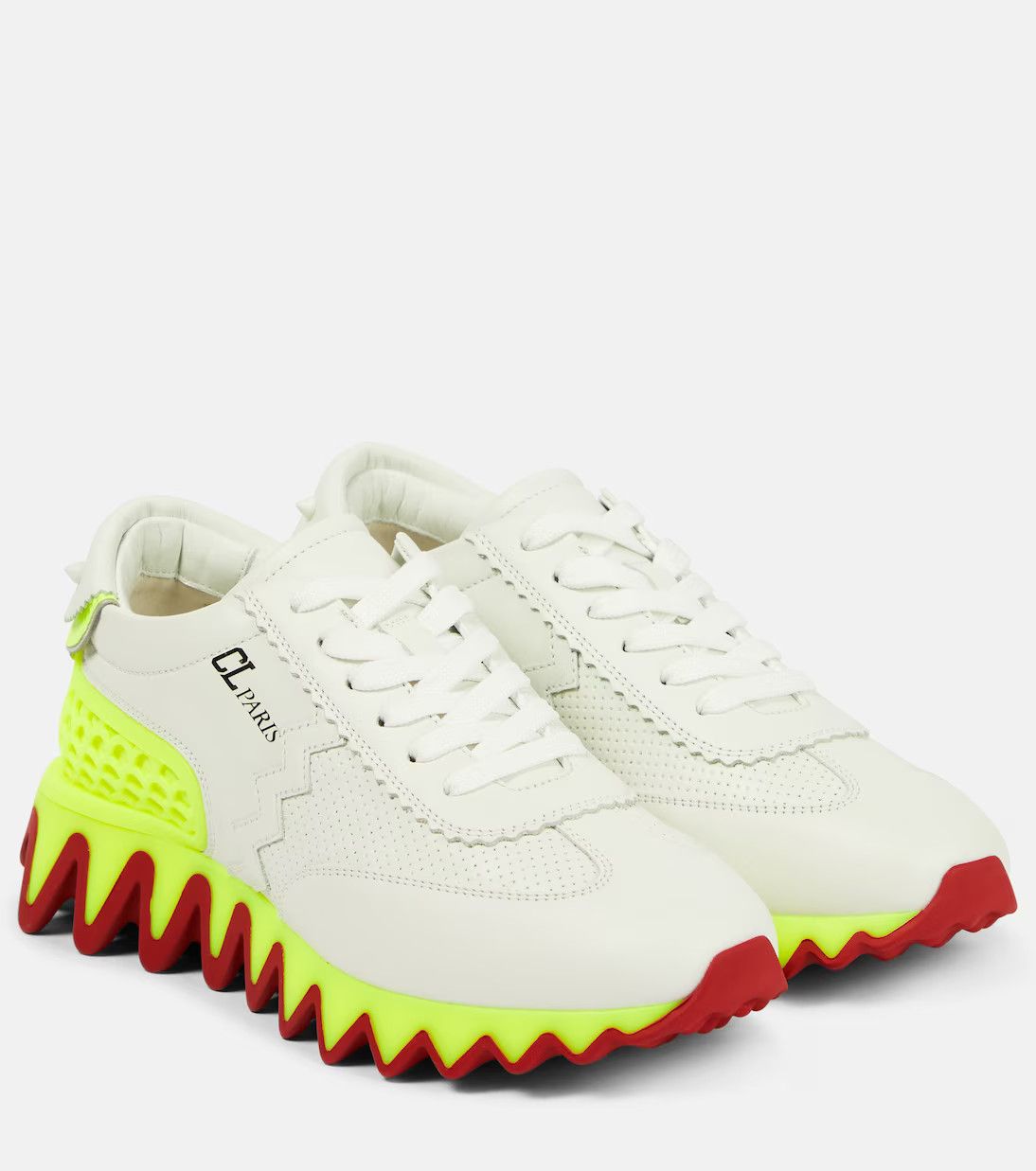 Christian Louboutin o1s1wg110924 Loubishark Sneakers in White/Yellow Size US 7 / IT 37 - 1 Thumbnail