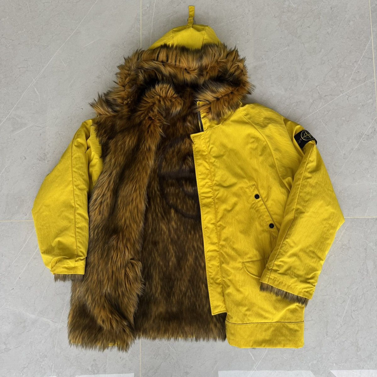 Stone island x supreme reversible formula steel faux fur