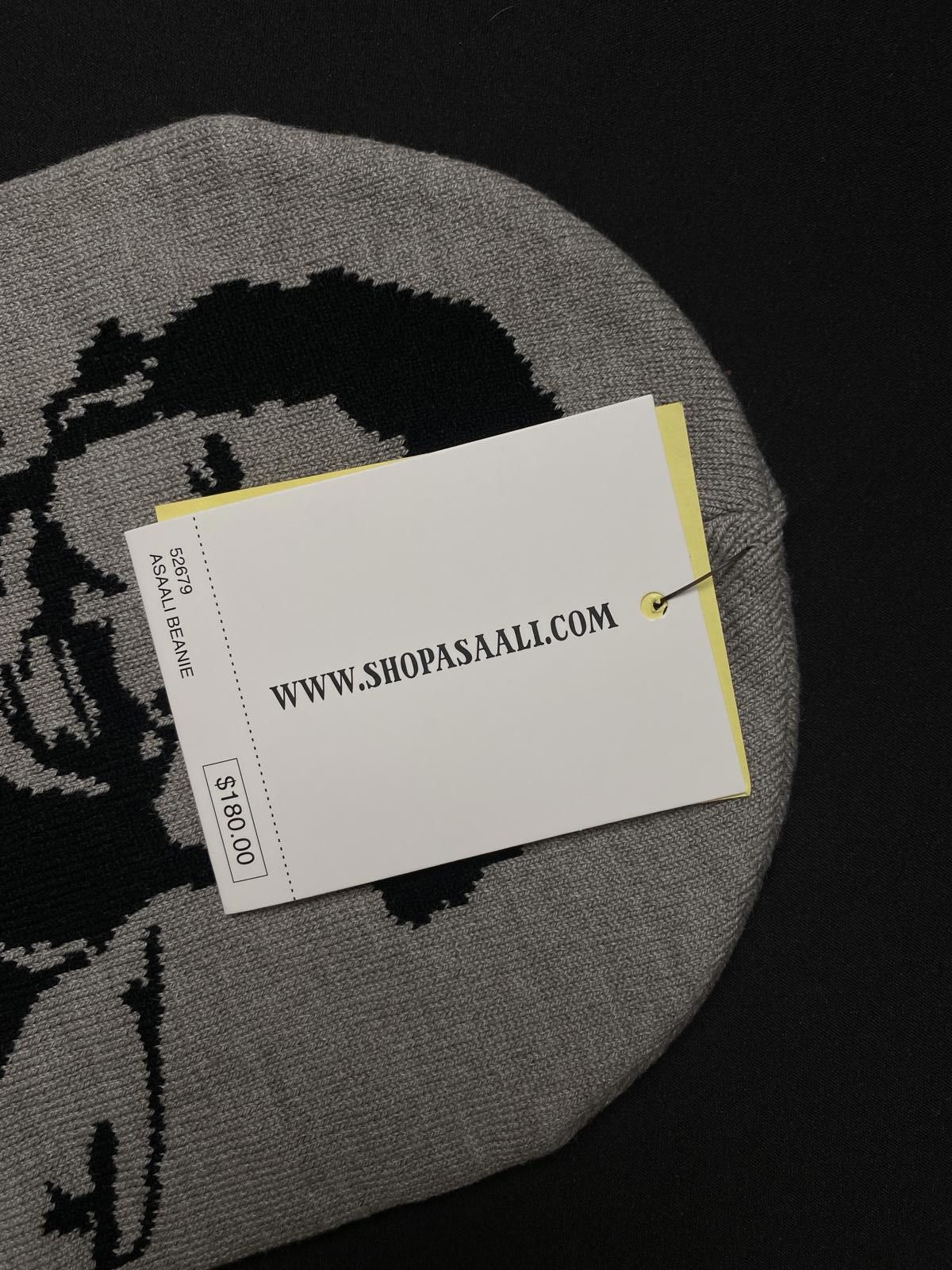 Asaali Rare Asaali Cartel Skully No Cuff Knit Gray Beanie Hats OS Size ONE SIZE - 4 Thumbnail