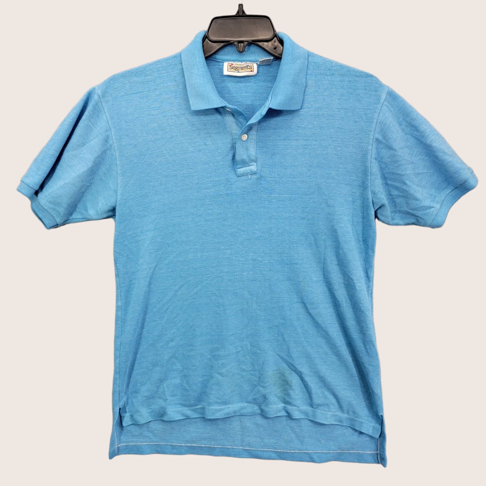 Vintage VINTAGE Segments Polo Shirt mens small short sleeve blue Single Stitch Size US S / EU 44-46 / 1 - 1 Thumbnail