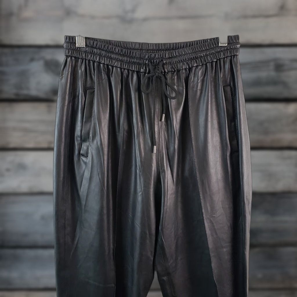 Vintage BLANKNYC Womens Faux Leather Jogger Pants Sz 29 Black Drawstring Pants Jeans Trousers Size 29" - 1 Thumbnail