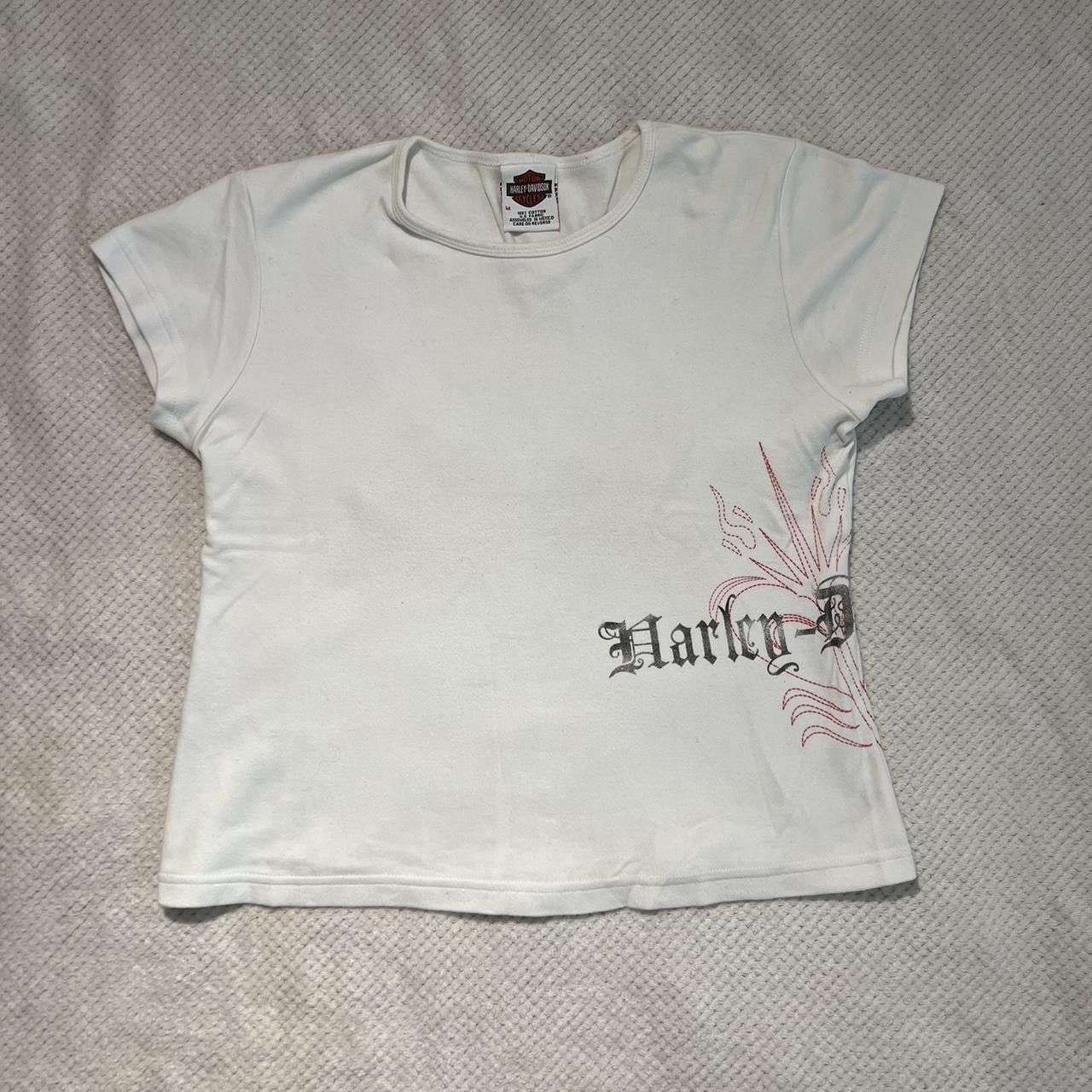 Harley Davidson HARLEY-DAVIDSON White Tee Gothic Logo & Back Print Size S / US 4 / IT 40 - 2 Thumbnail