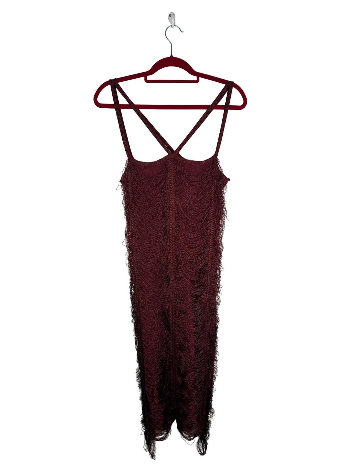 Jean Paul Gaultier Jean Paul Gaultier Maille Femme Burgundy Fringe Dress Size L / US 10 / IT 46 - 3 Thumbnail