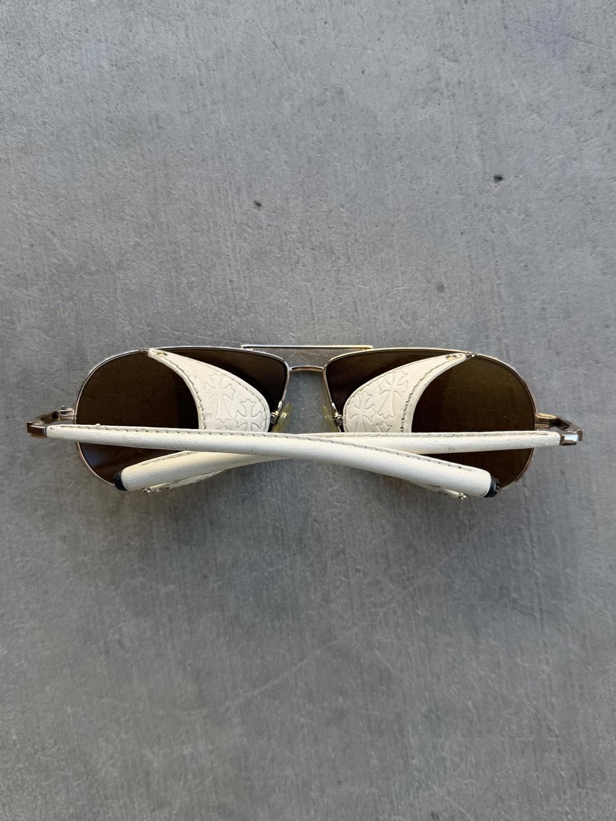 Chrome Hearts Chrome Hearts Cross Patch CHUTE Sunglasses White Leather Size ONE SIZE - 1 Thumbnail