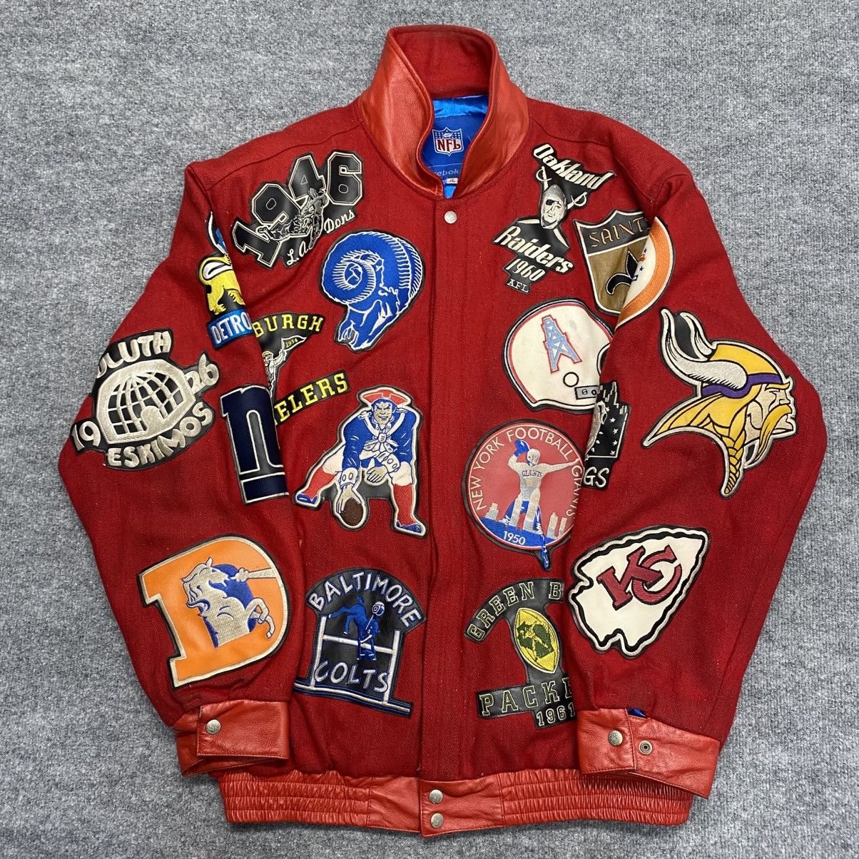 NFL Vintage 90's NFL Patches Red Bomber Jacket Size 3XL Size US XXL / EU 58 / 5 - 2 Thumbnail