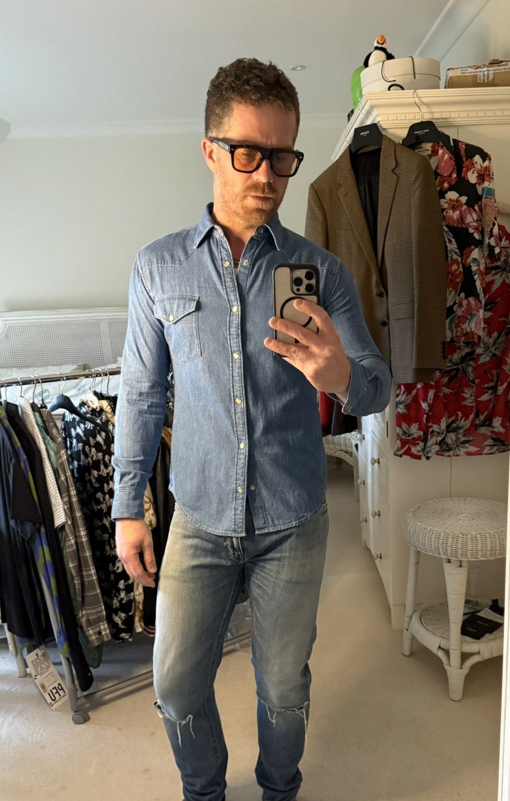 Celine FW20 Celine denim western shirt Hedi Slimane M grail union Size US M / EU 48-50 / 2 - 9 Thumbnail
