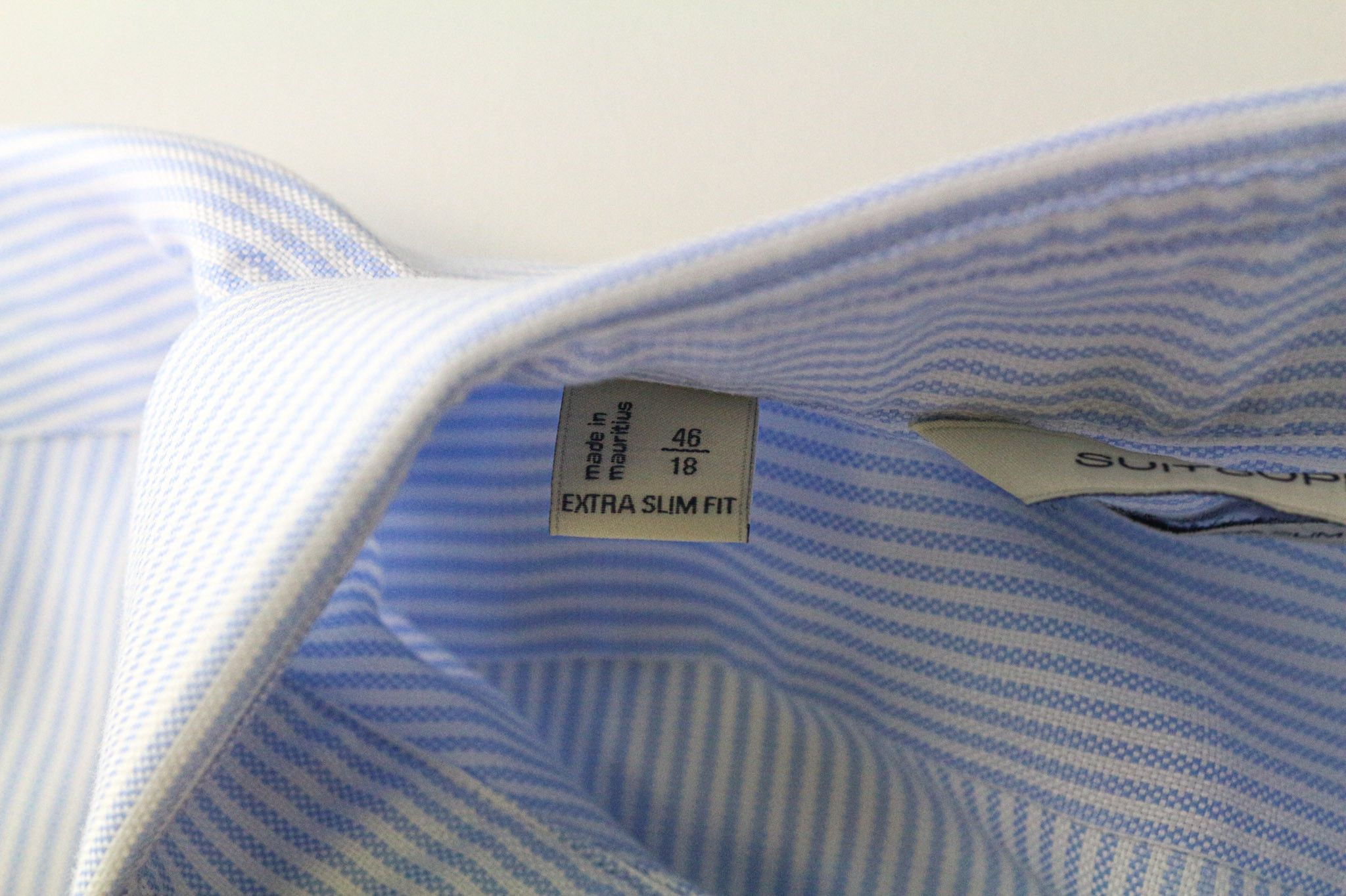 Suitsupply 46/18 Extra Slim Blue Cotton Cutaway Striped Shirt 79163 Size 46R - 5 Thumbnail