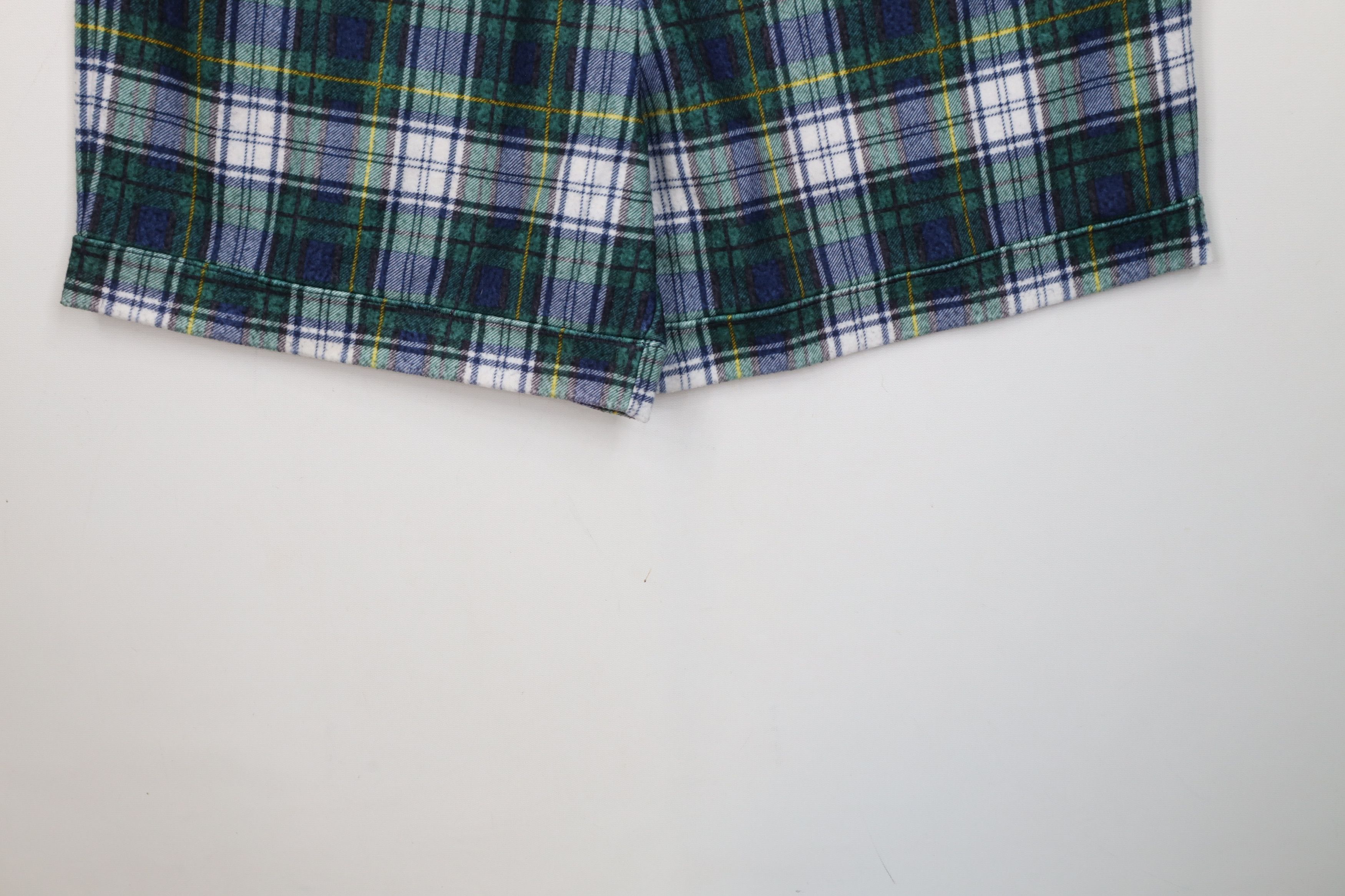 Express Vintage 90s Express Fleece Flannel Shorts Plaid Polyester Size 30" / US 8 / IT 44 - 4 Thumbnail