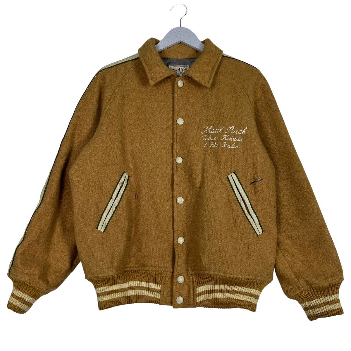 Takeo Kikuchi 🔥 MAUL RUCK TAKEO KIKUCHI WOOL VARSITY BOMBER JACKET Size US L / EU 52-54 / 3 - 1 Thumbnail
