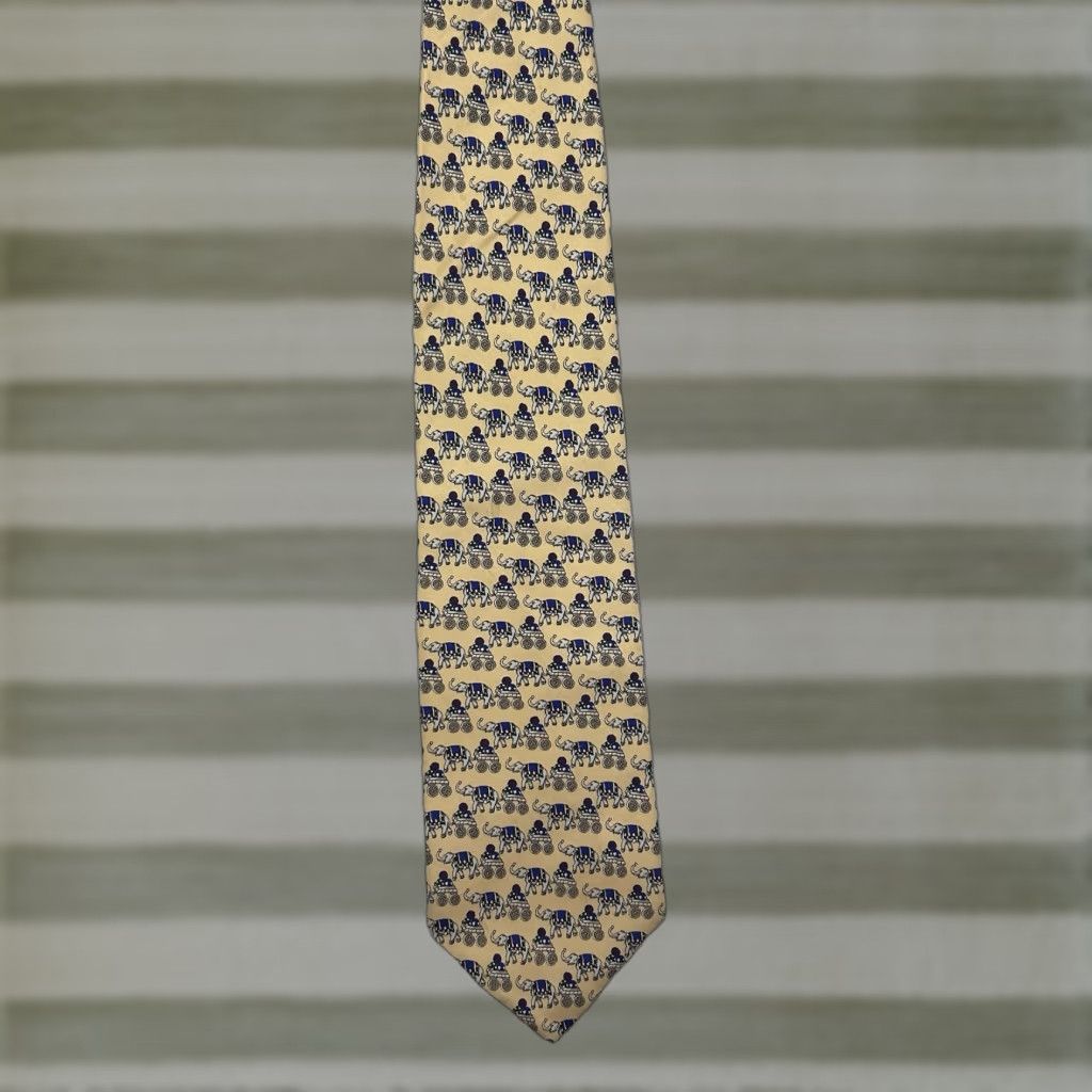 Vintage VINTAGE Brooks Basics Elephant Yellow Silk 59” Neck Tie Men Silk Yellow 59” Neck Tie Animal Elephant Made In USA Mens Size ONE SIZE - 1 Thumbnail