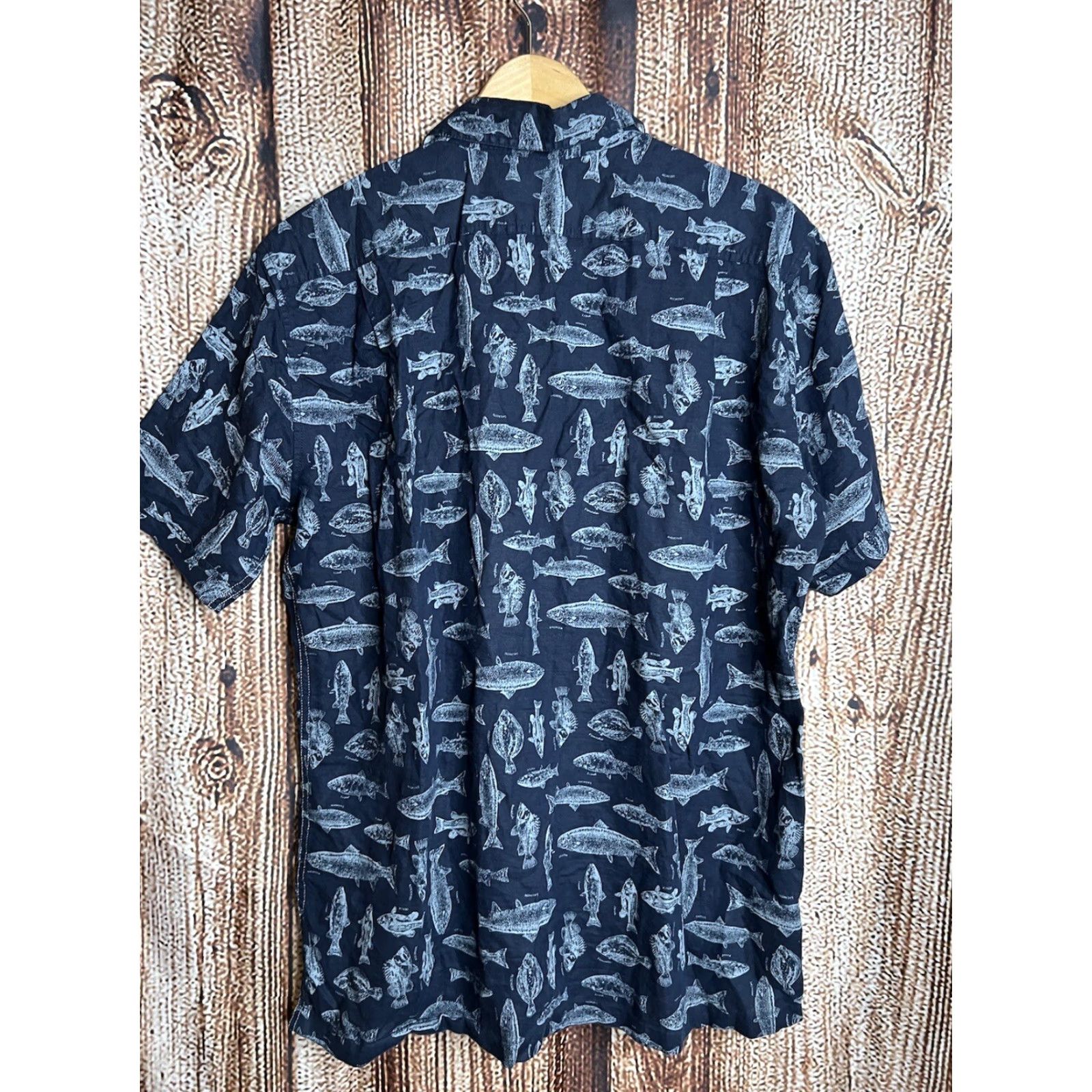 Eddie Bauer Eddie Bauer Shirt Adult Large Blue All Over Print Map Mens Fish 90s Hawaiian Outdoor Short Sleeve Button-Up Collared Pockets Breathable Lightweight Size US L / EU 52-54 / 3 - 4 Thumbnail
