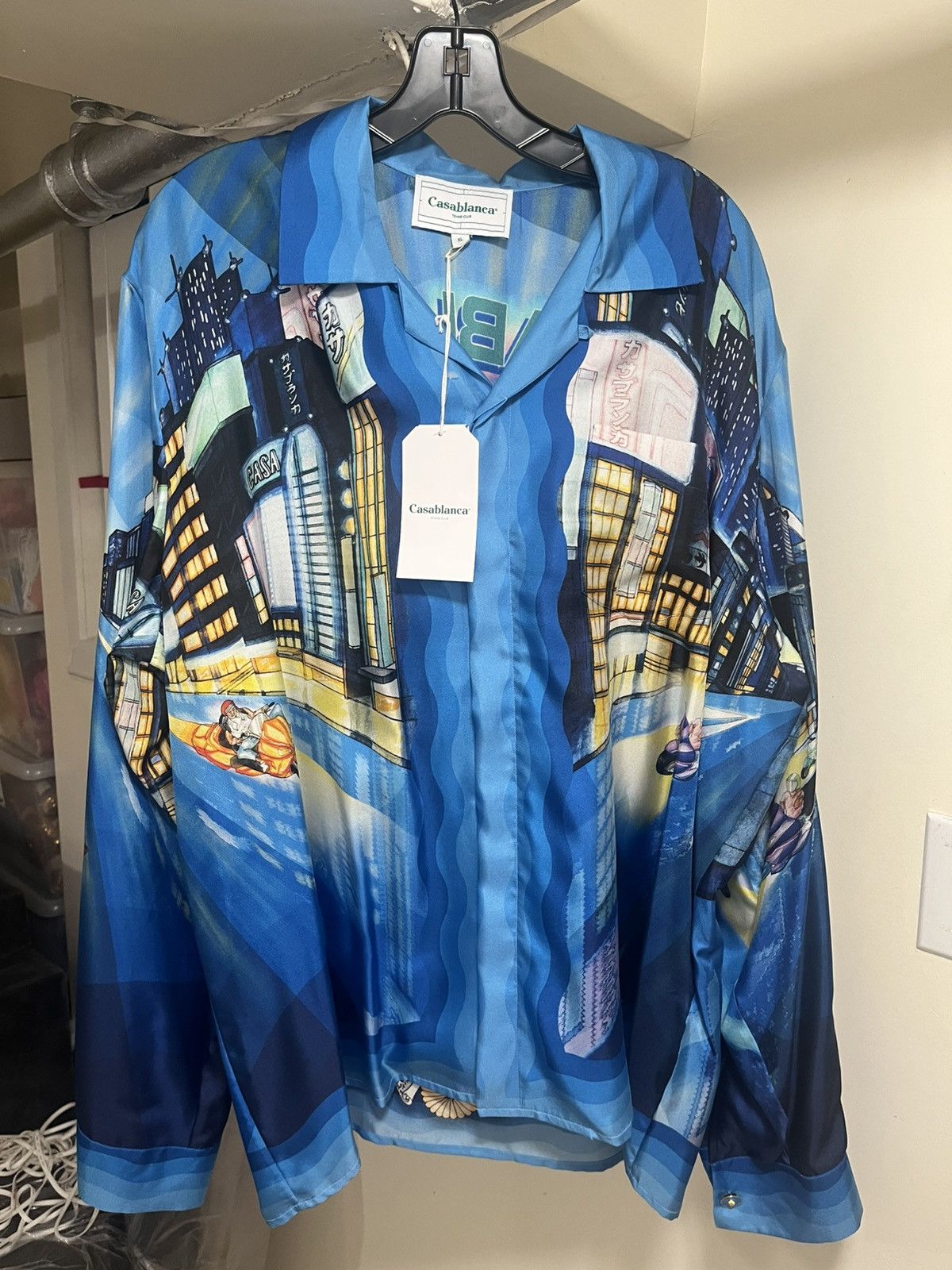 Casablanca Casablanca Silk Twill Cuban Collar Shirt Sz XL Tokyo Nights Size US XL / EU 56 / 4 - 1 Thumbnail