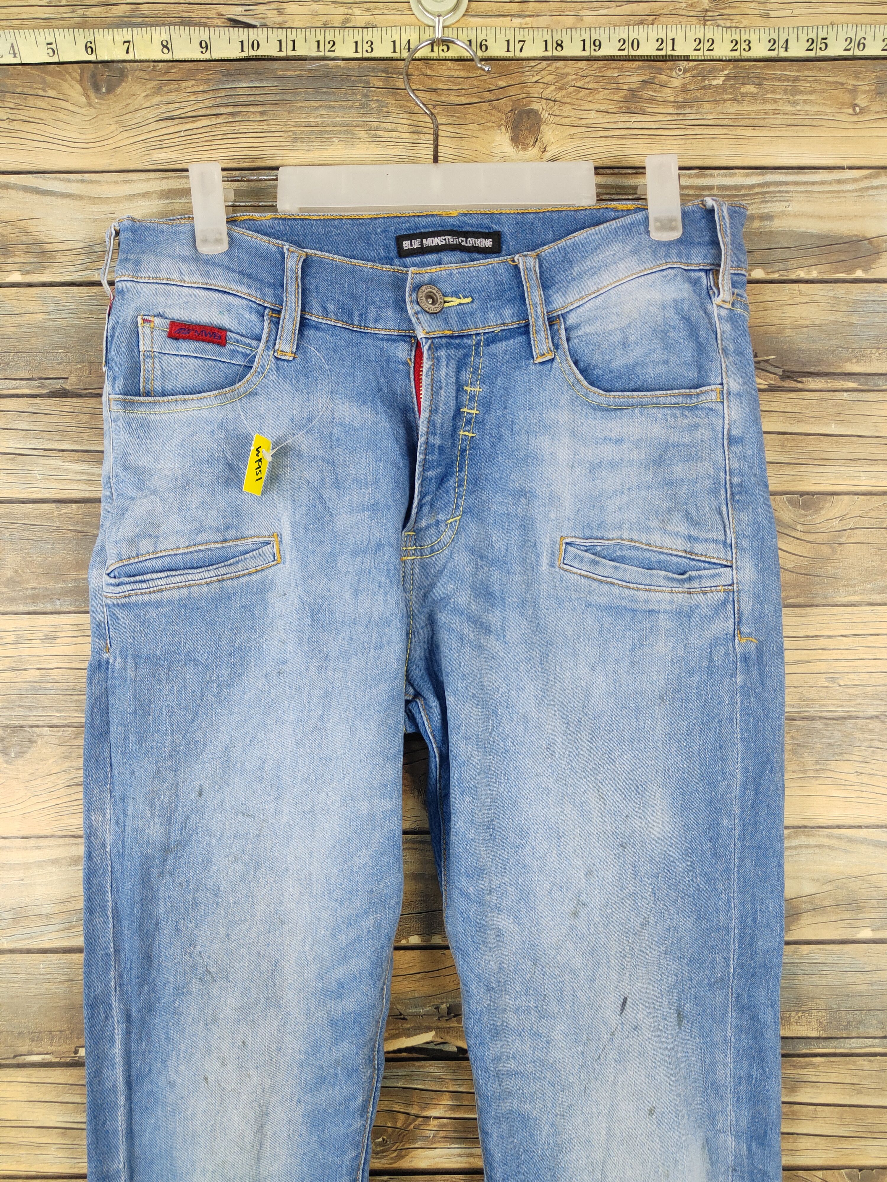 Japanese Brand Blue Monster Blue Distressed Ripped Jeans #W1951 Size US 32 / EU 48 - 2 Thumbnail