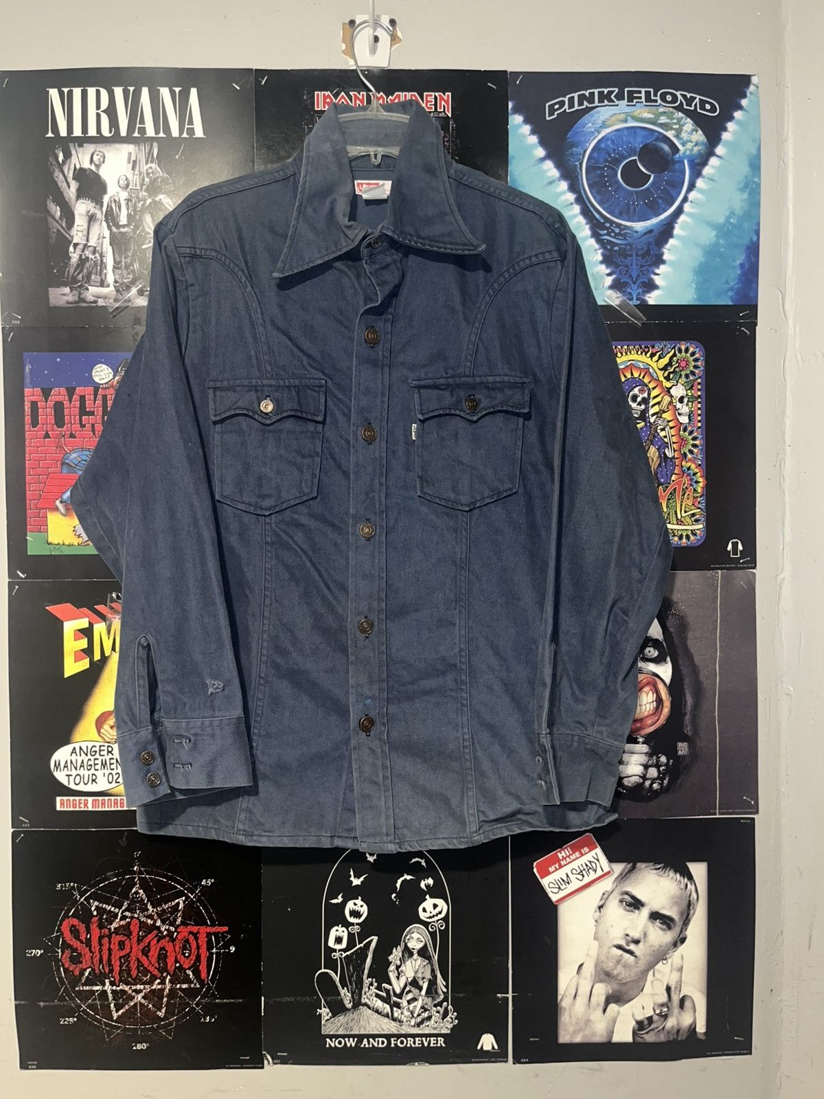 Levi's Vintage 70’s 80s Levi’s heavy Button down Navy Point collar Size US L / EU 52-54 / 3 - 1 Thumbnail