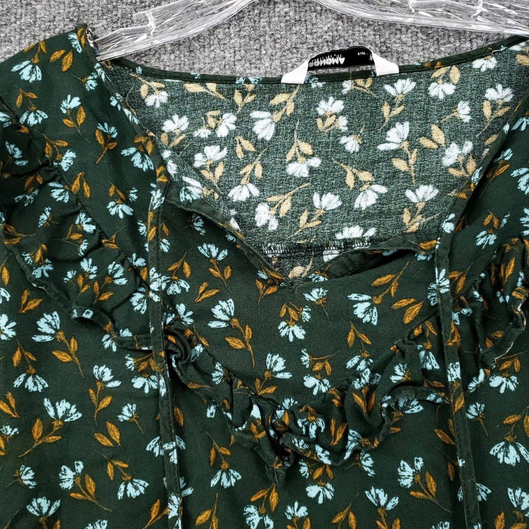 Vintage Sonoma Blouse Womens 3X Plus Green Floral Ruffle Long Sleeve Boho Peasant Top Size XXL / US 16-18 / IT 52-54 - 4 Thumbnail