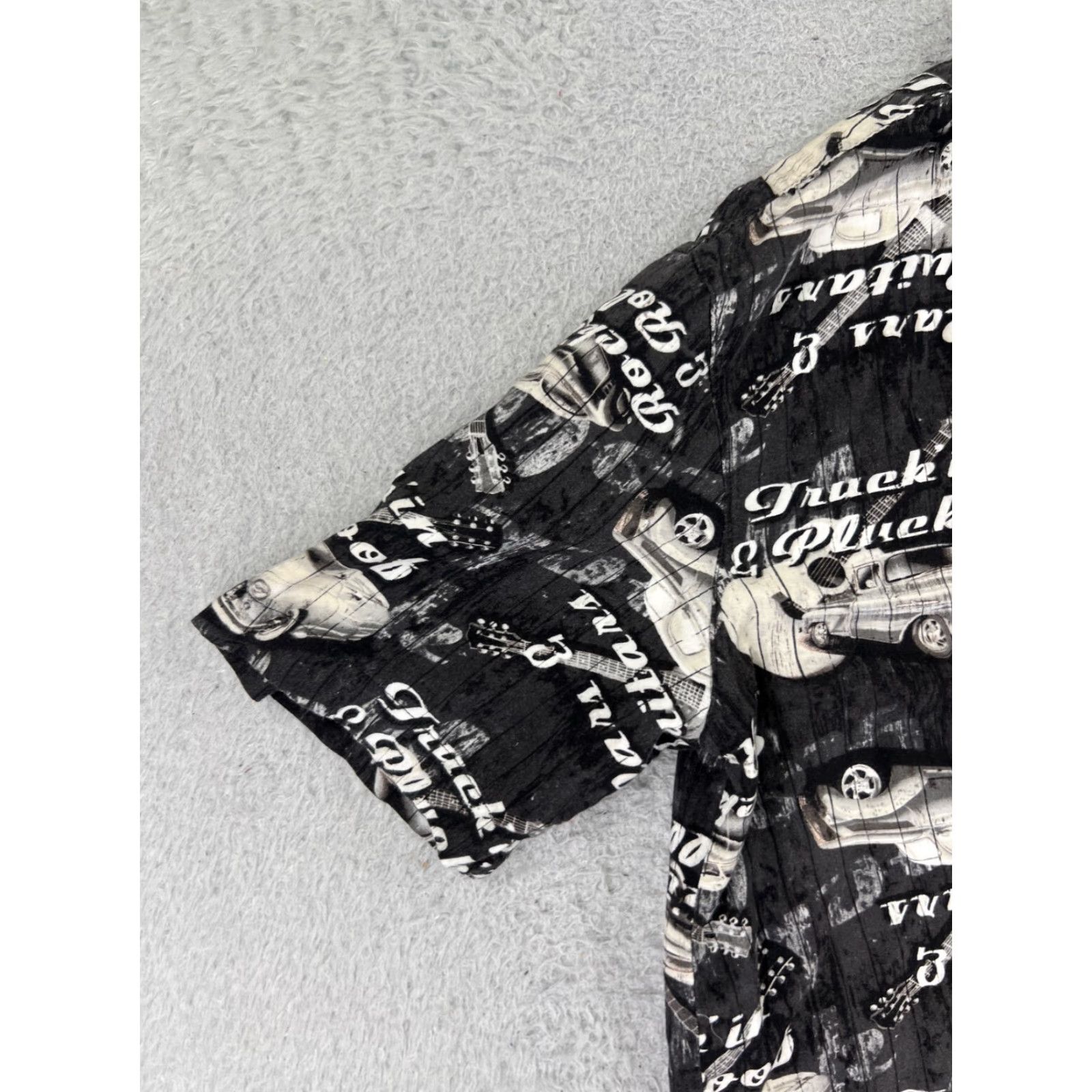 George George Shirt Adult Medium Black White Truckin & Pluckin Country Music Rayon Size US M / EU 48-50 / 2 - 3 Thumbnail